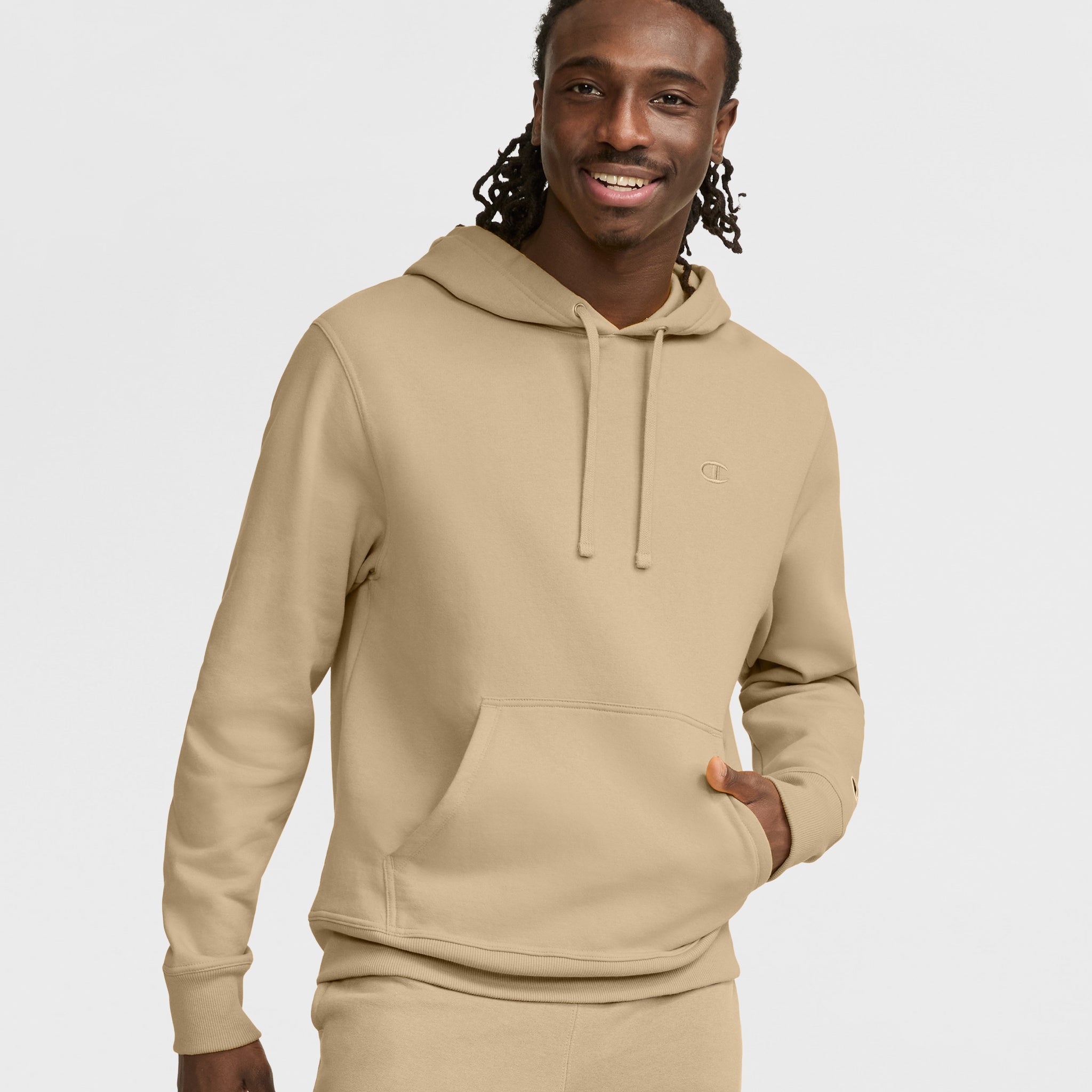 Men's Powerblend Hoodie with C Logo - Comfortable Fleece Sweatshirt