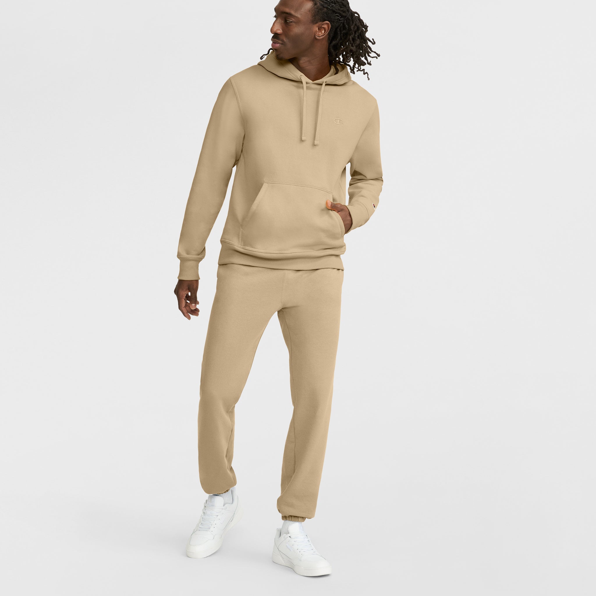 Men's Powerblend Hoodie with C Logo - Comfortable Fleece Sweatshirt