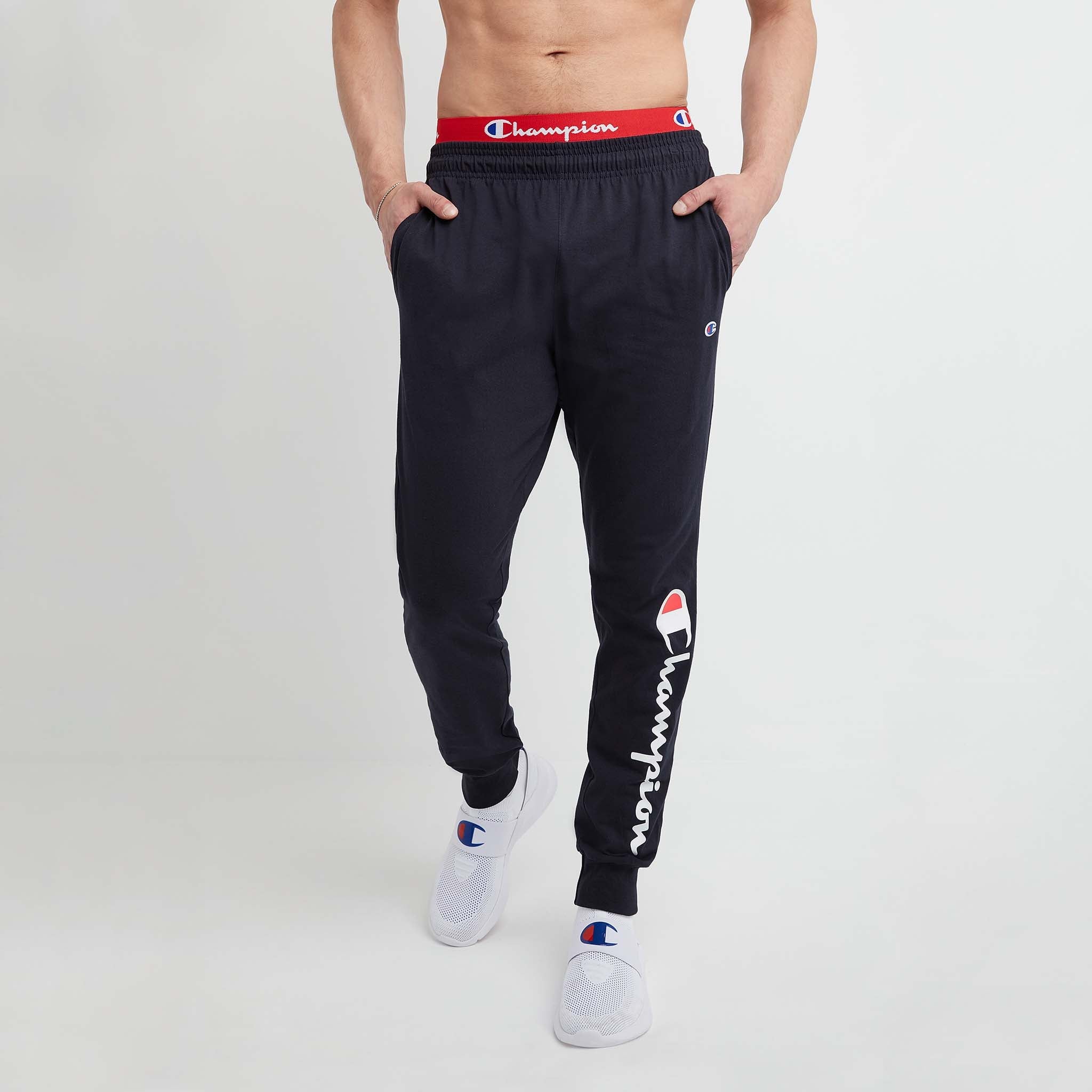 Men's Lightweight Lounge Joggers with Script Logo & Side Pockets