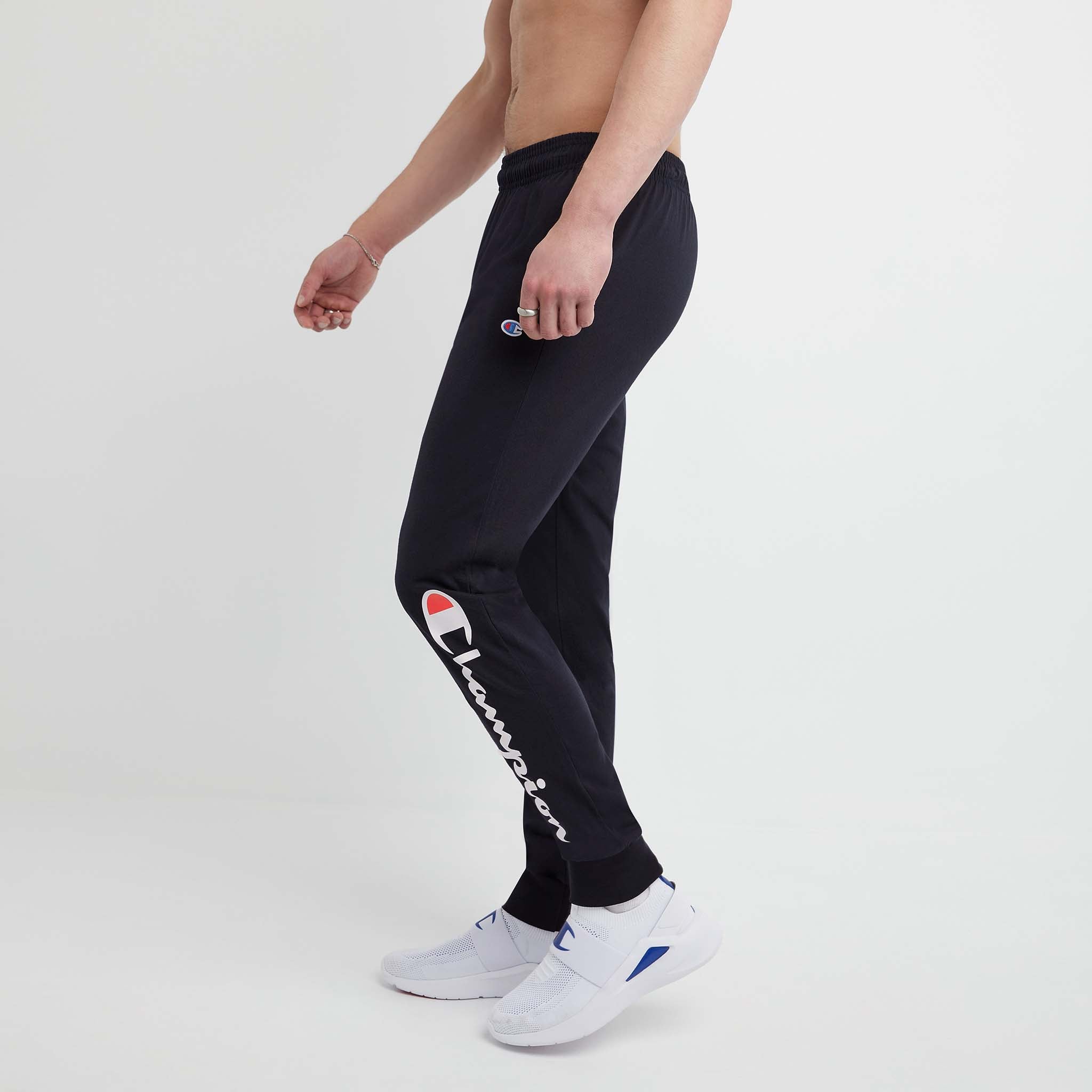 Men's Lightweight Lounge Joggers with Script Logo & Side Pockets