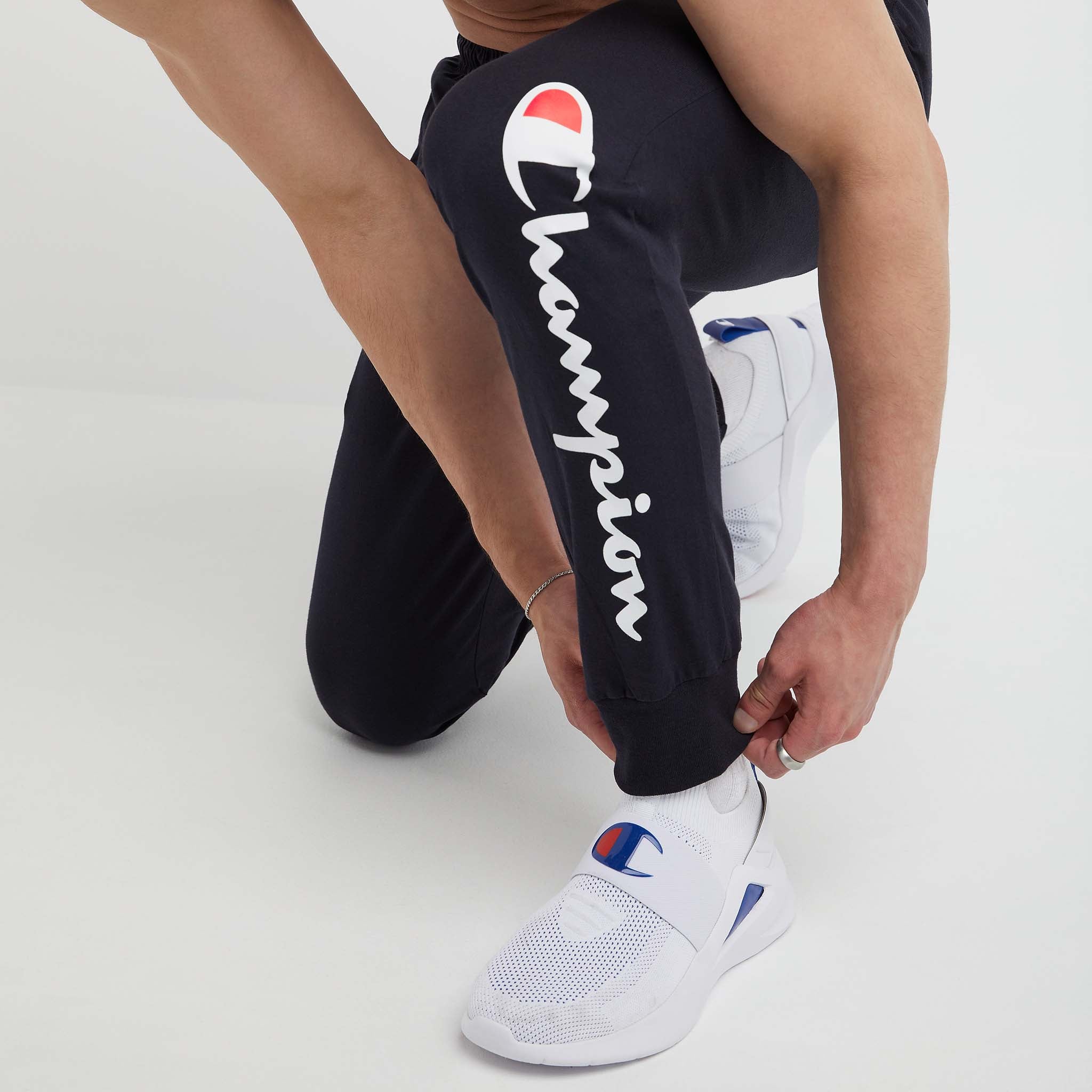 Men's Lightweight Lounge Joggers with Script Logo & Side Pockets