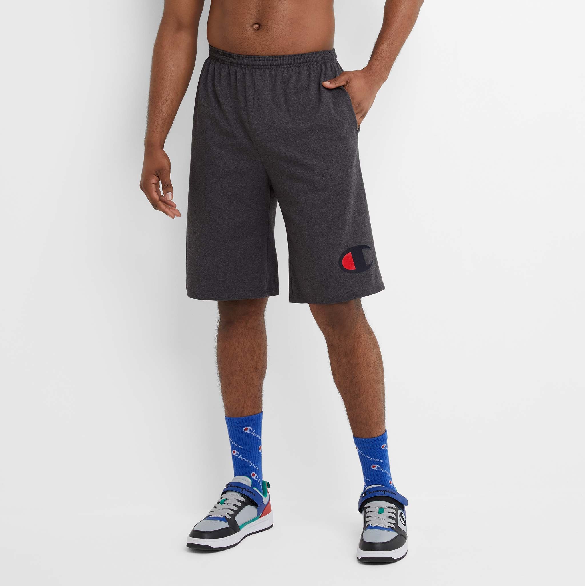 Men's Big & Tall Lounge Shorts with C Logo - Lightweight Cotton