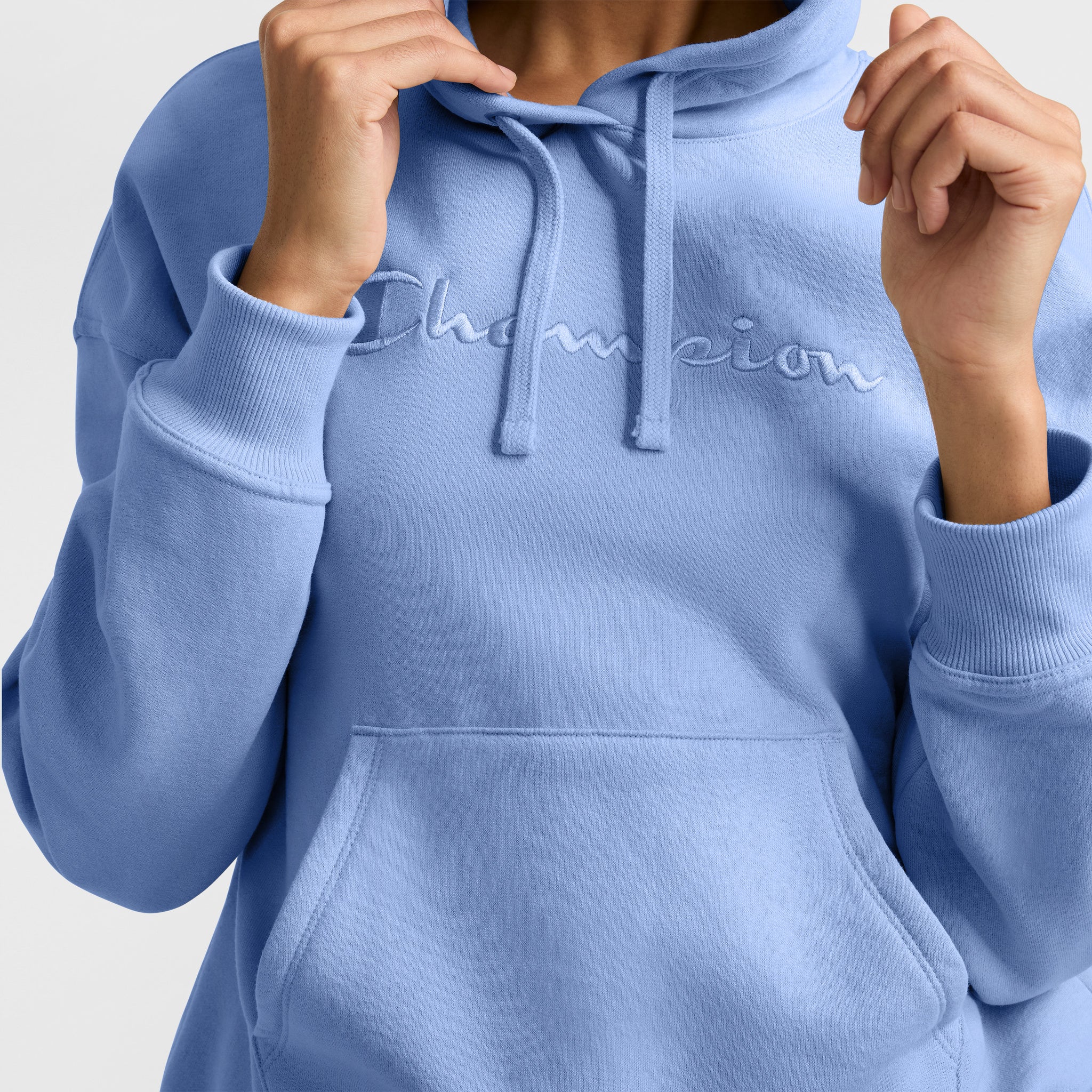 Champion Powerblend Hoodie for Women - Relaxed Fit, Embroidered Logo