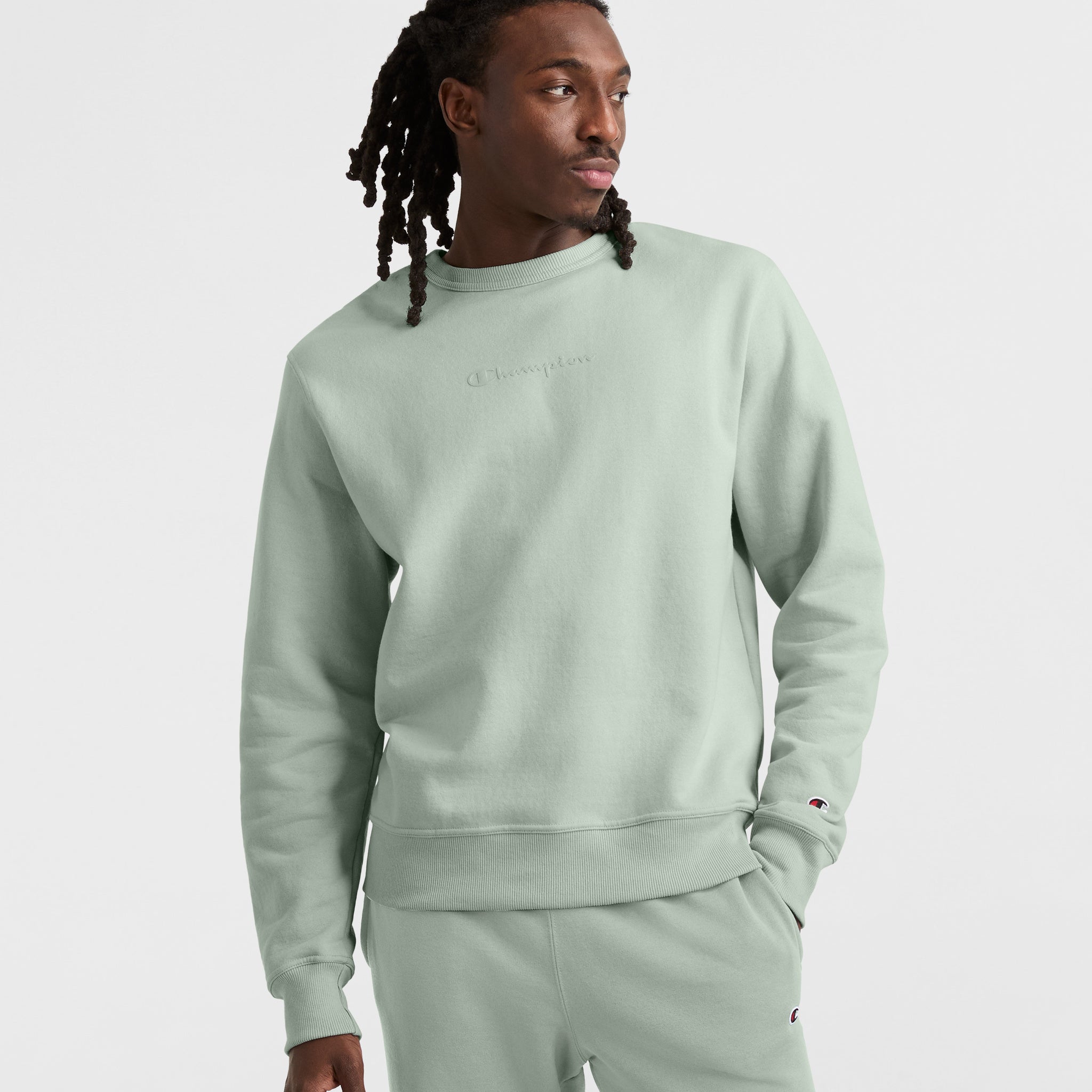 Powerblend Crewneck Sweatshirt with Tonal Logo - Soft Fleece for Men