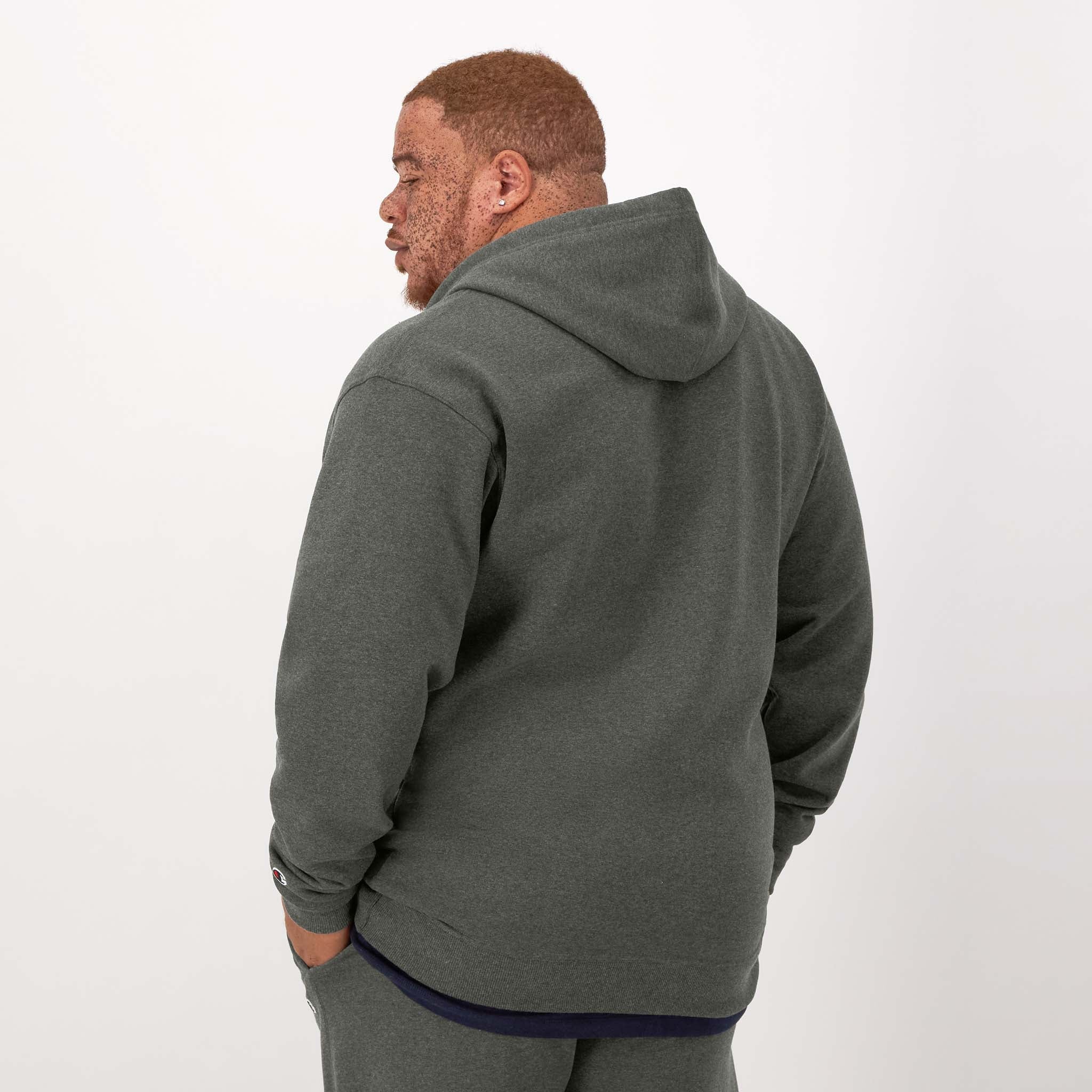 Champion Powerblend Big & Tall Zip Hoodie - Soft Fleece, Logo Design
