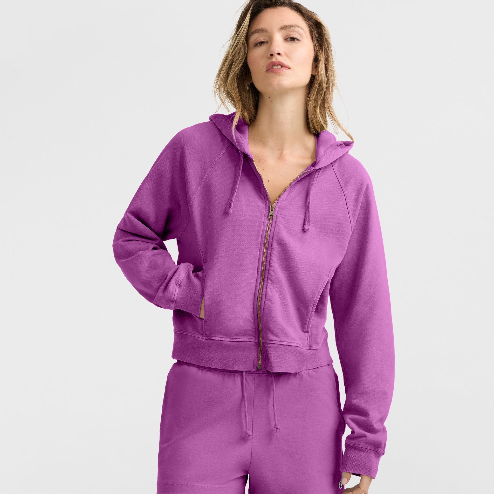 Vintage Wash Women's Zip-Up Hoodie with C Logo