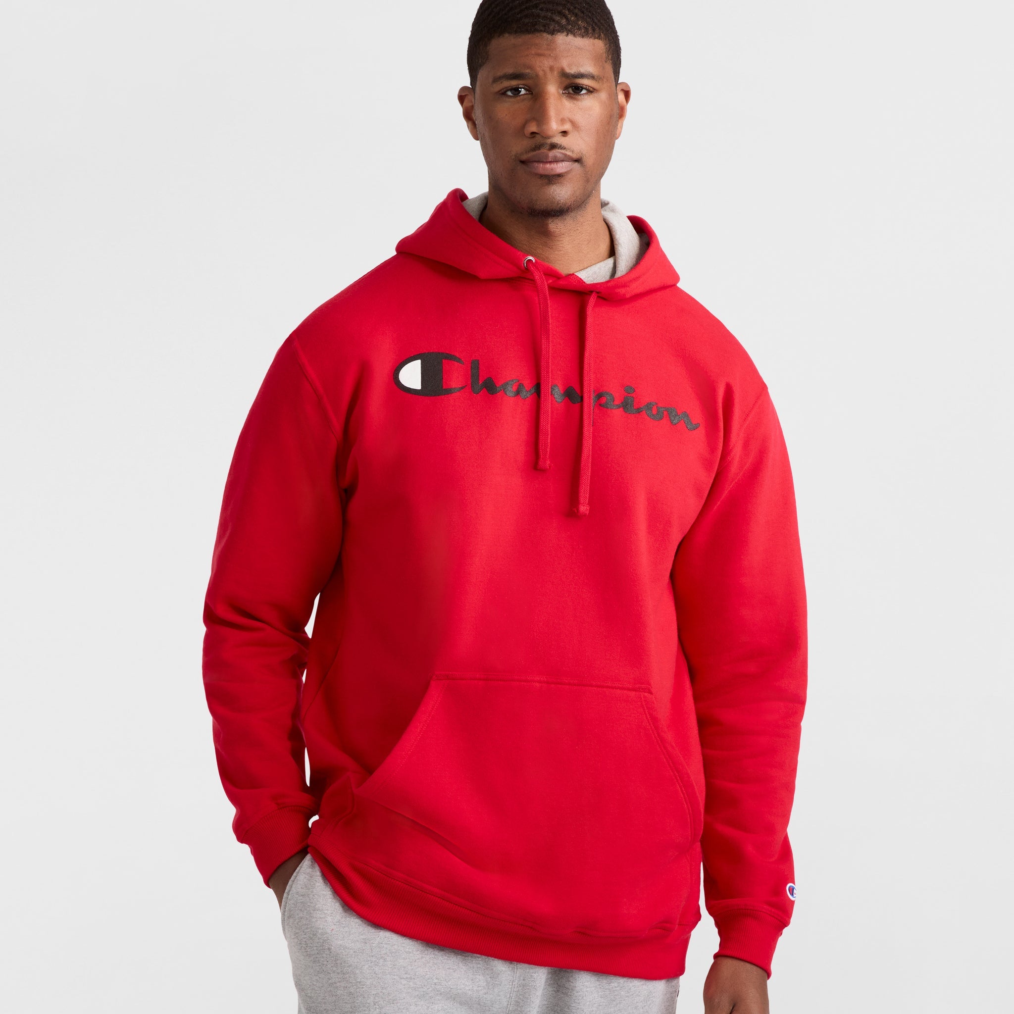 Men's Big & Tall Powerblend Fleece Hoodie with Script Logo