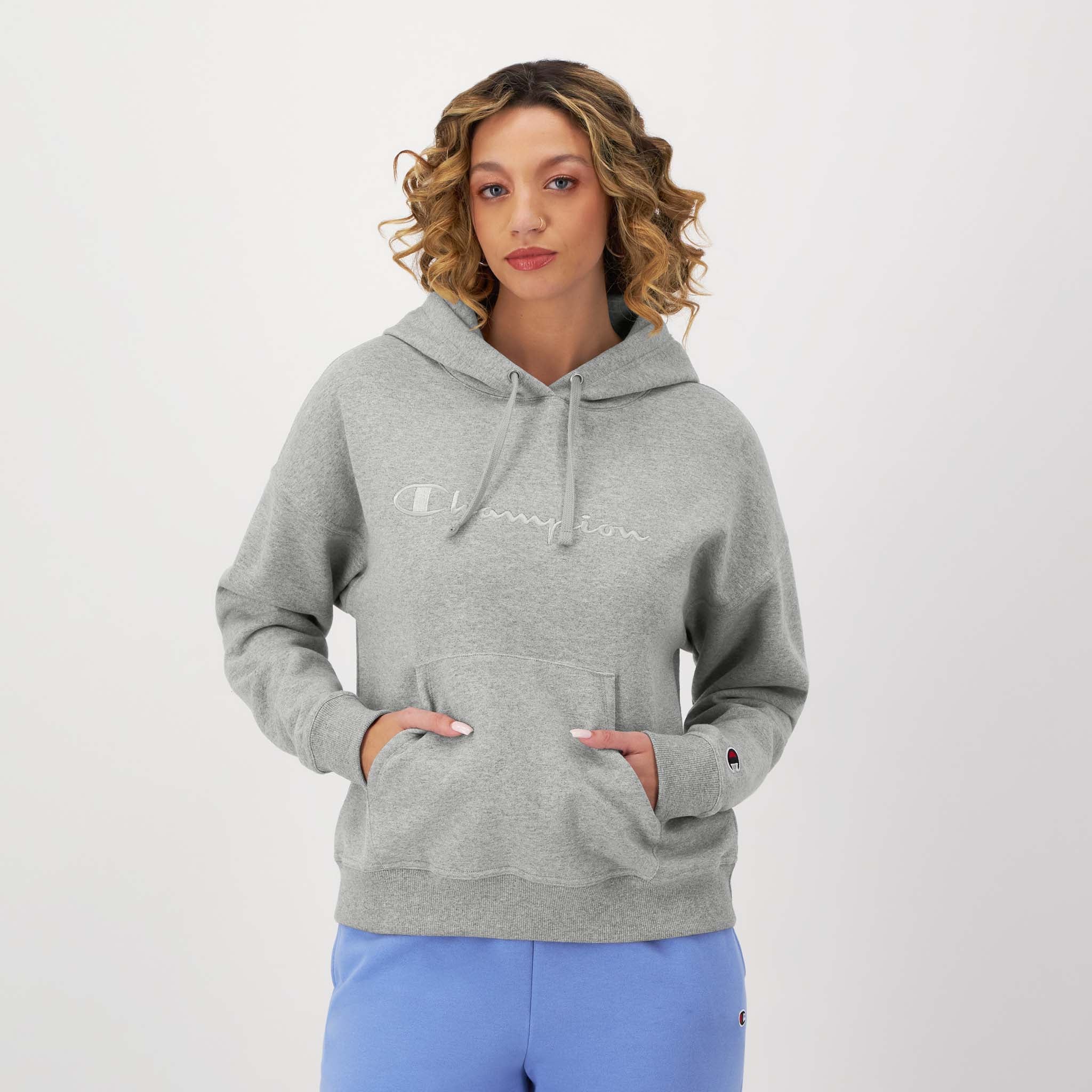 Champion Powerblend Hoodie for Women - Relaxed Fit, Embroidered Logo