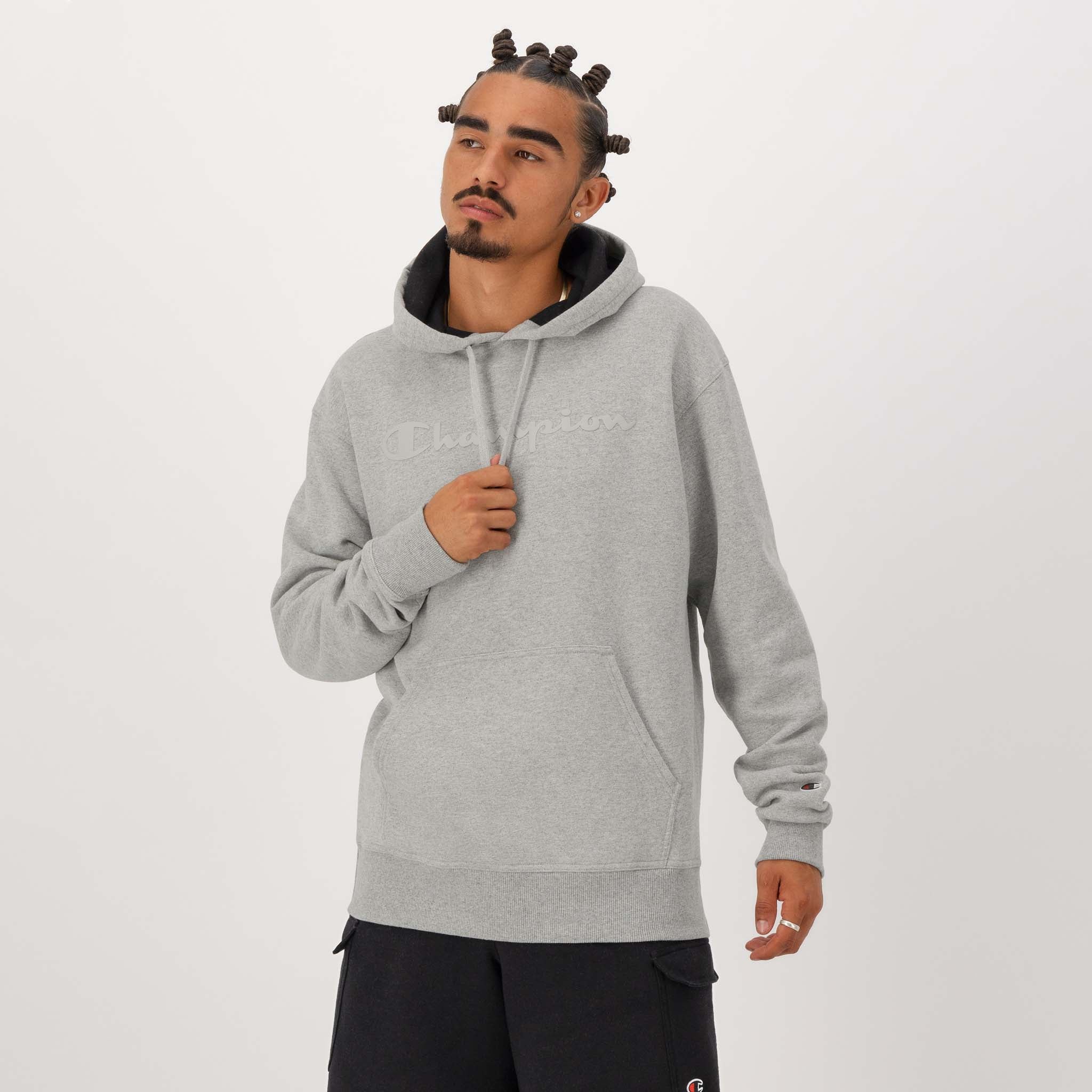 Men's Powerblend Hoodie with Tonal Script Logo - Soft Fleece & Durable Fit