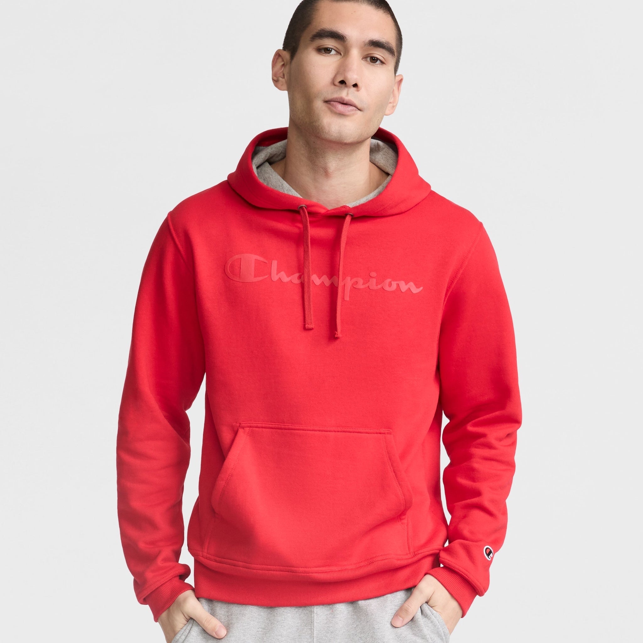 Men's Powerblend Hoodie with Tonal Script Logo - Soft Fleece & Durable Fit