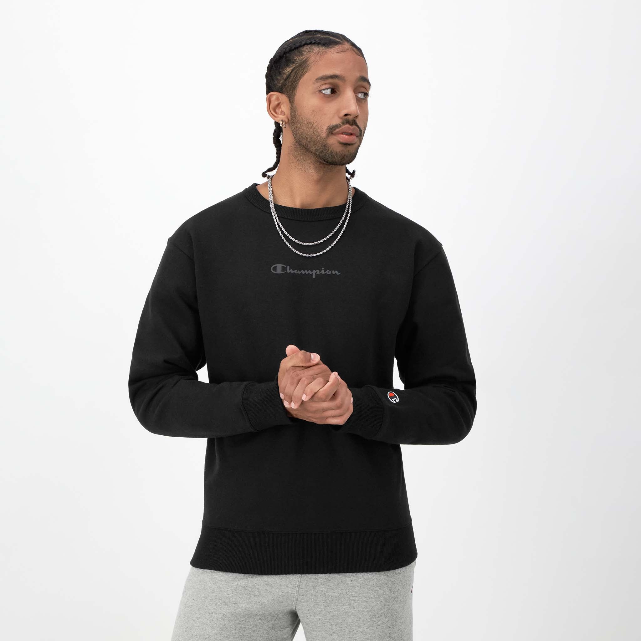 Powerblend Crewneck Sweatshirt with Tonal Logo - Soft Fleece for Men