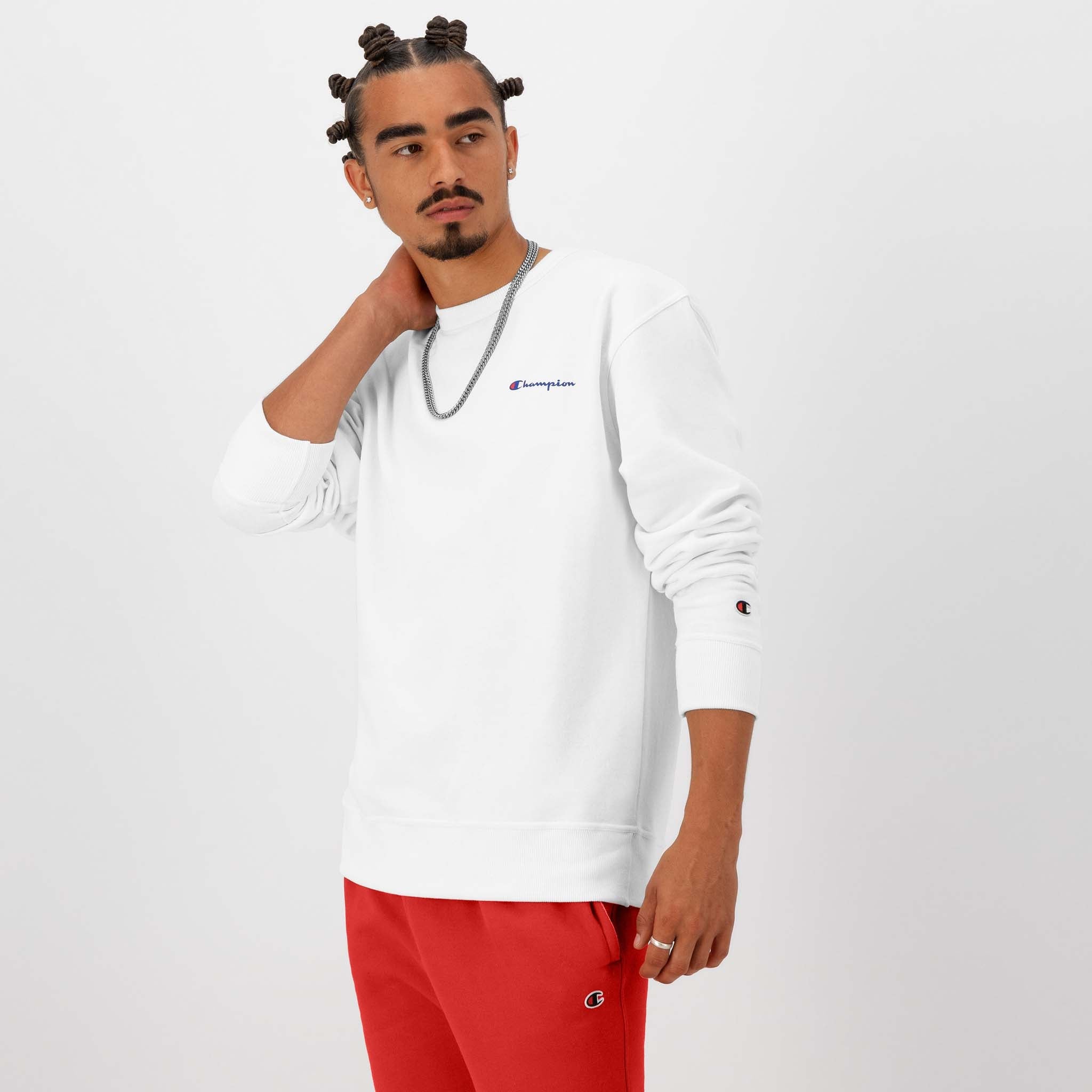 Champion Powerblend Crewneck Sweatshirt with Left Script Logo