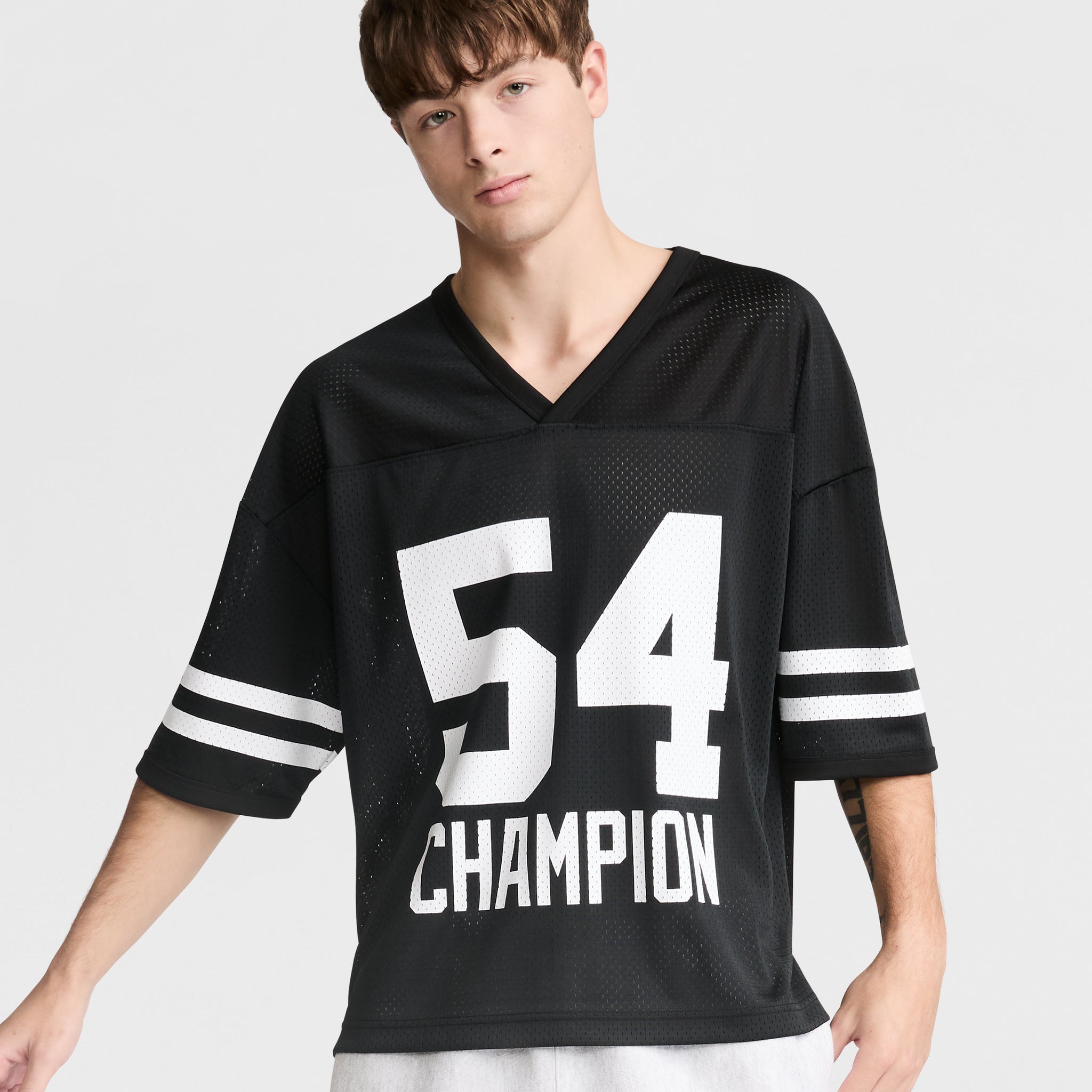 V-neck Mesh Football Jersey Tee for Men - Yearbook Style