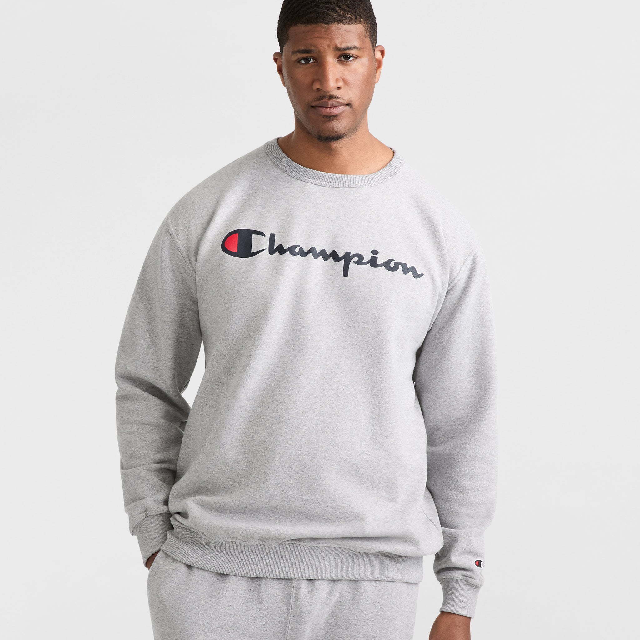 Champion Powerblend Script Logo Crewneck Sweatshirt for Men - Big & Tall
