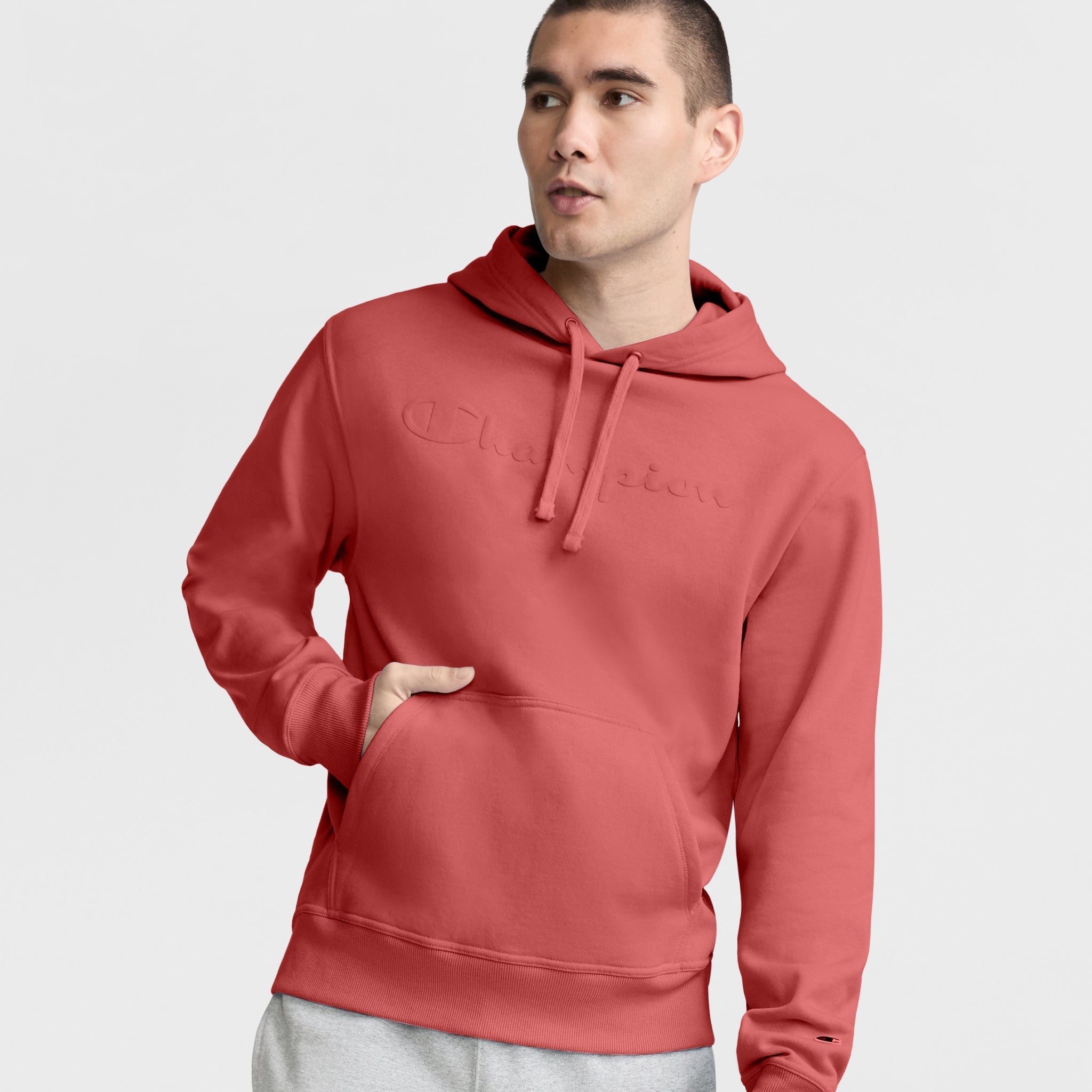 Men's Powerblend Hoodie with Tonal Script Logo - Soft Fleece & Durable Fit