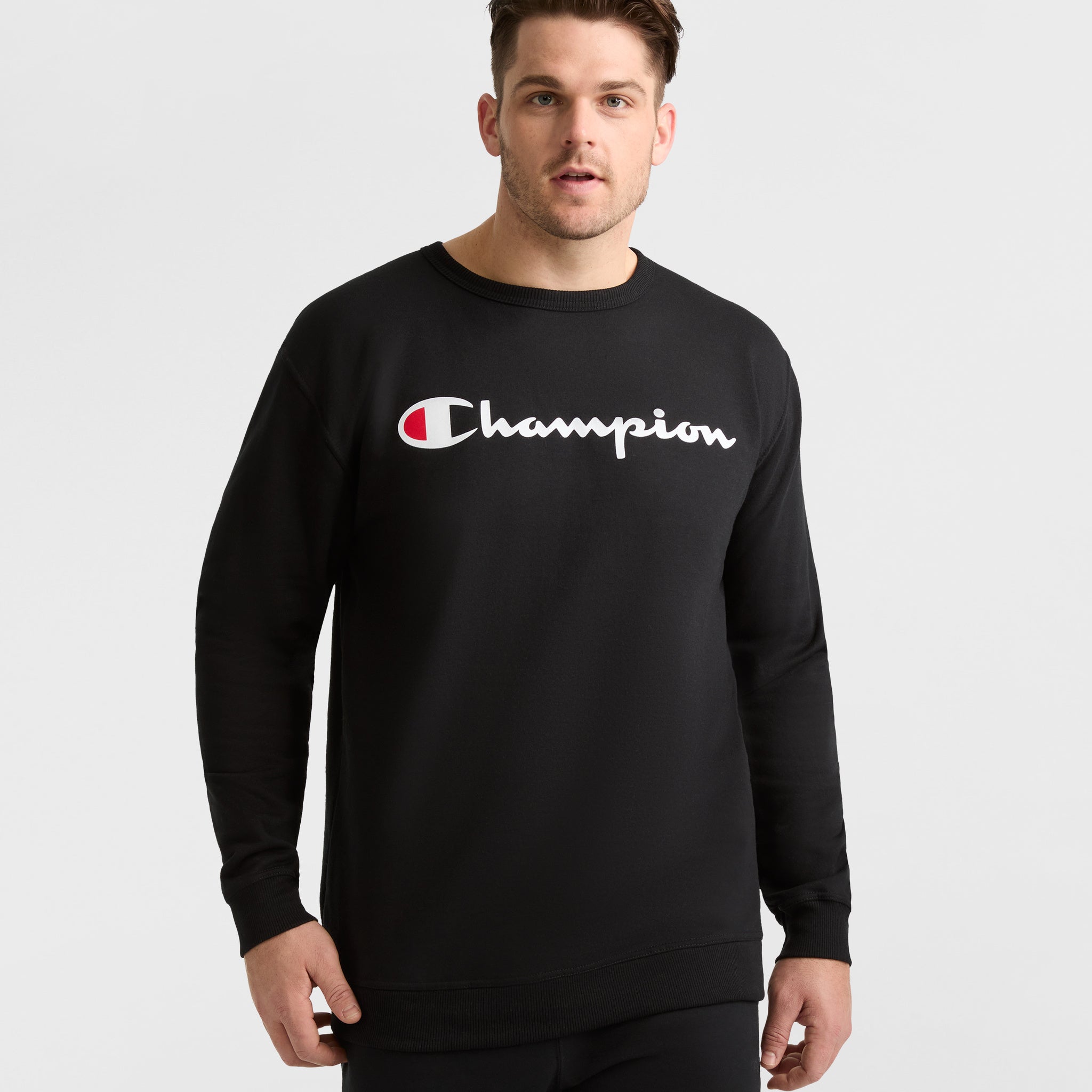 Champion Powerblend Script Logo Crewneck Sweatshirt for Men - Big & Tall