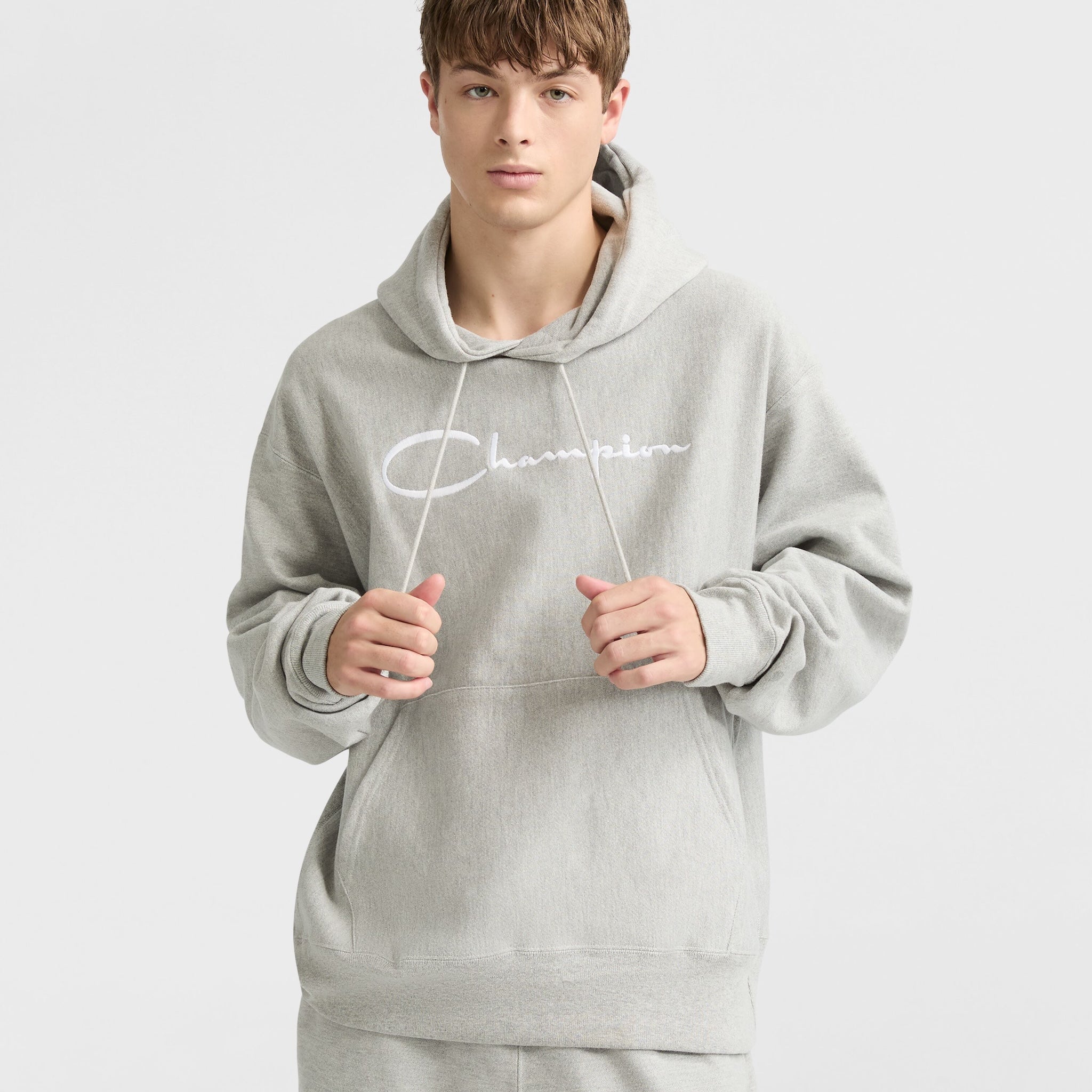 Champion Reverse Weave Hoodie - Vintage Script Logo, Heavyweight Fleece