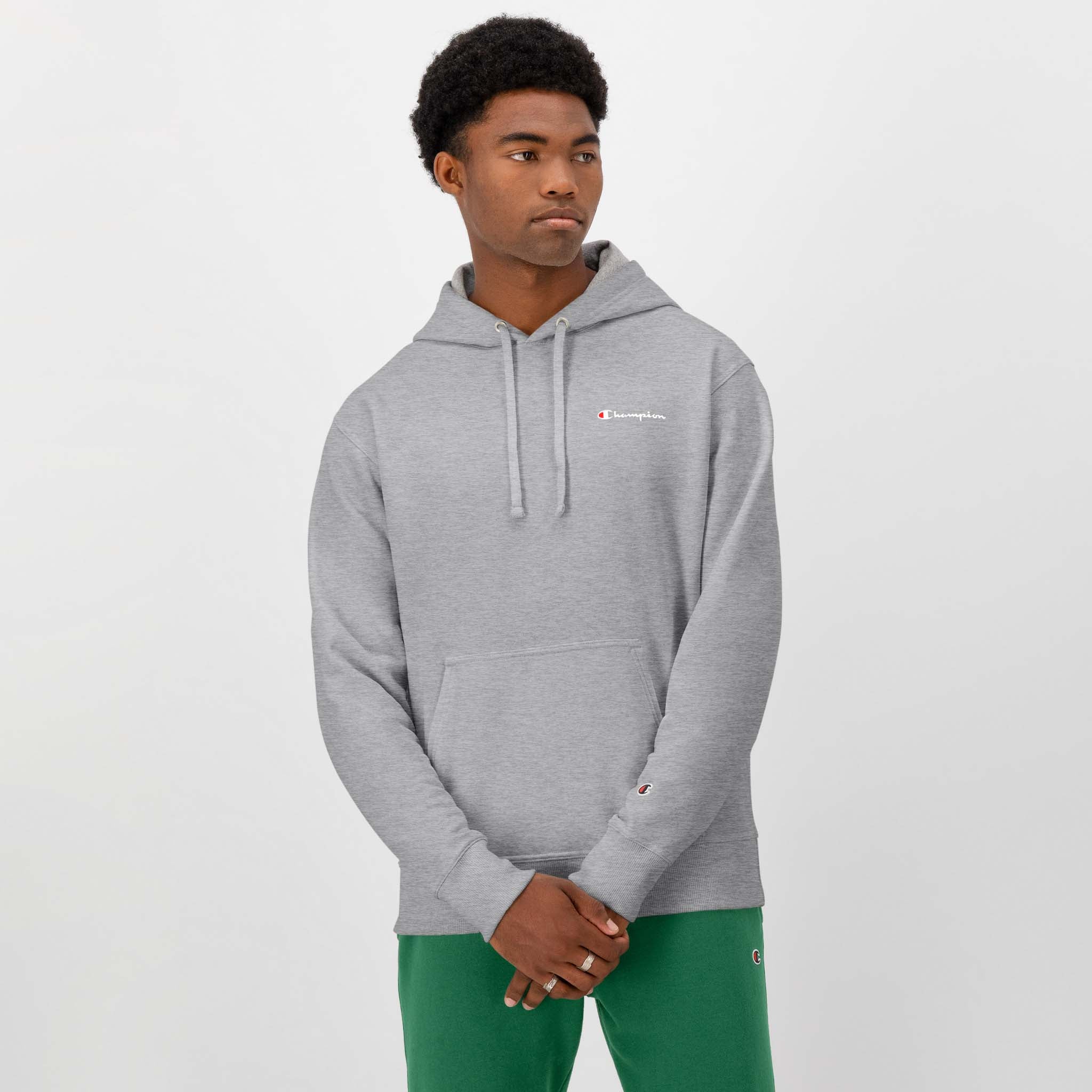 Men's Fleece Hoodie with Small Script Logo - Soft & Durable Pullover