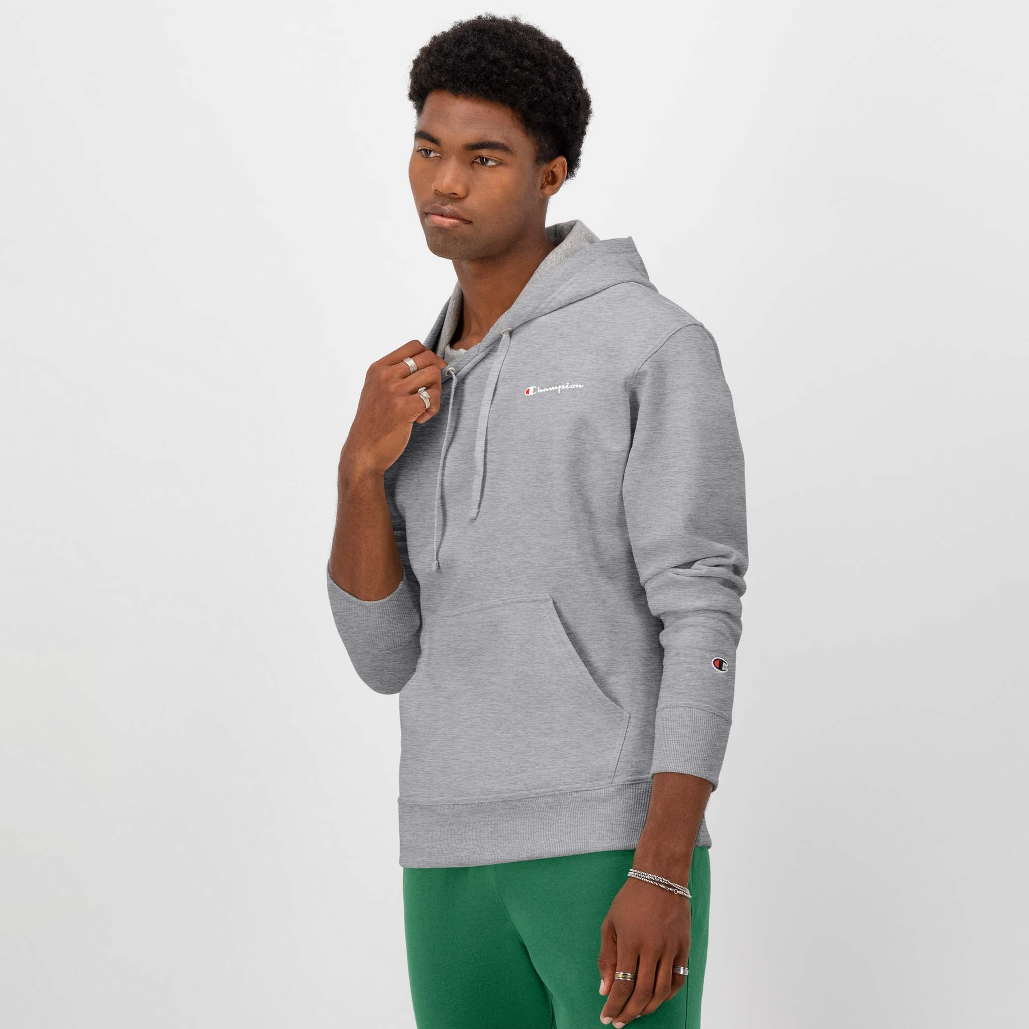 Men's Fleece Hoodie with Small Script Logo - Soft & Durable Pullover