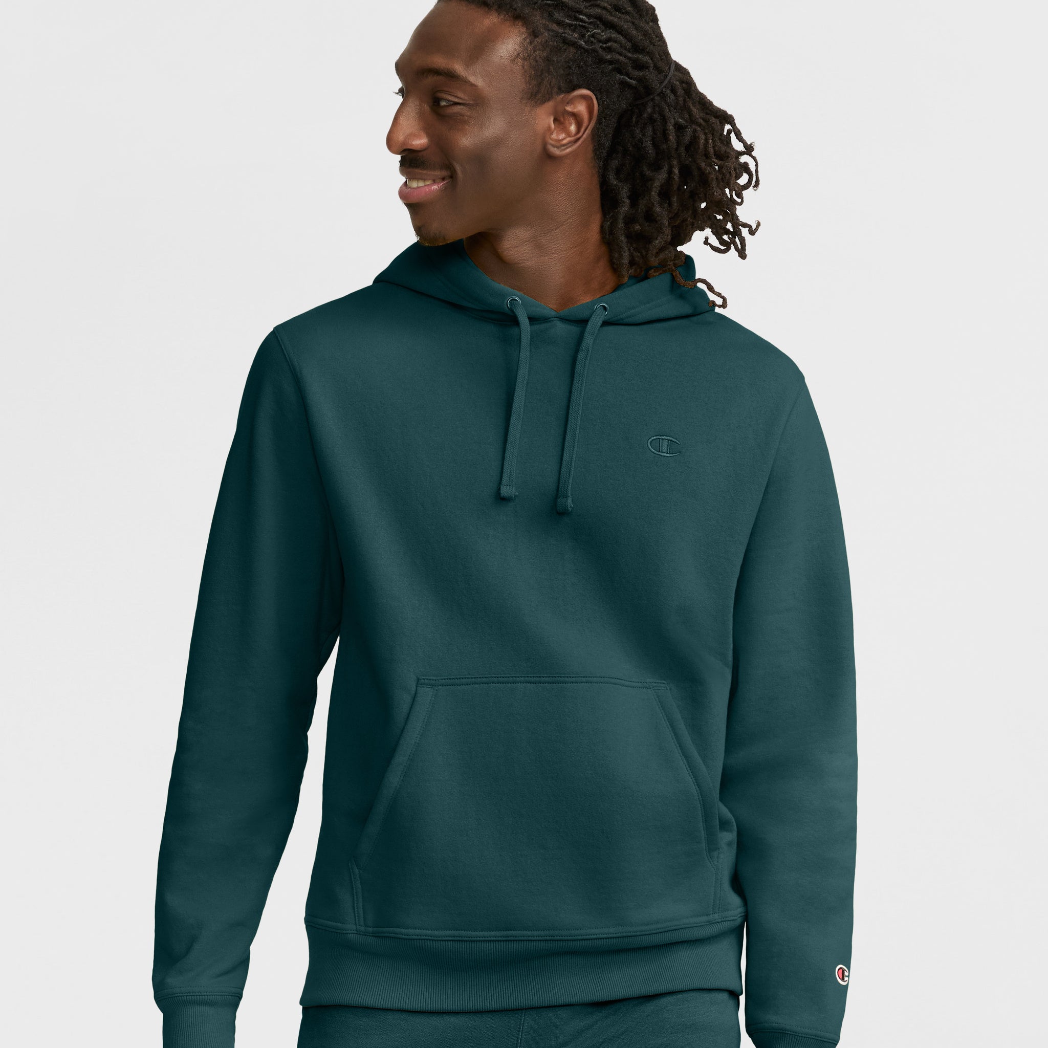 Men's Powerblend Hoodie with C Logo - Comfortable Fleece Sweatshirt