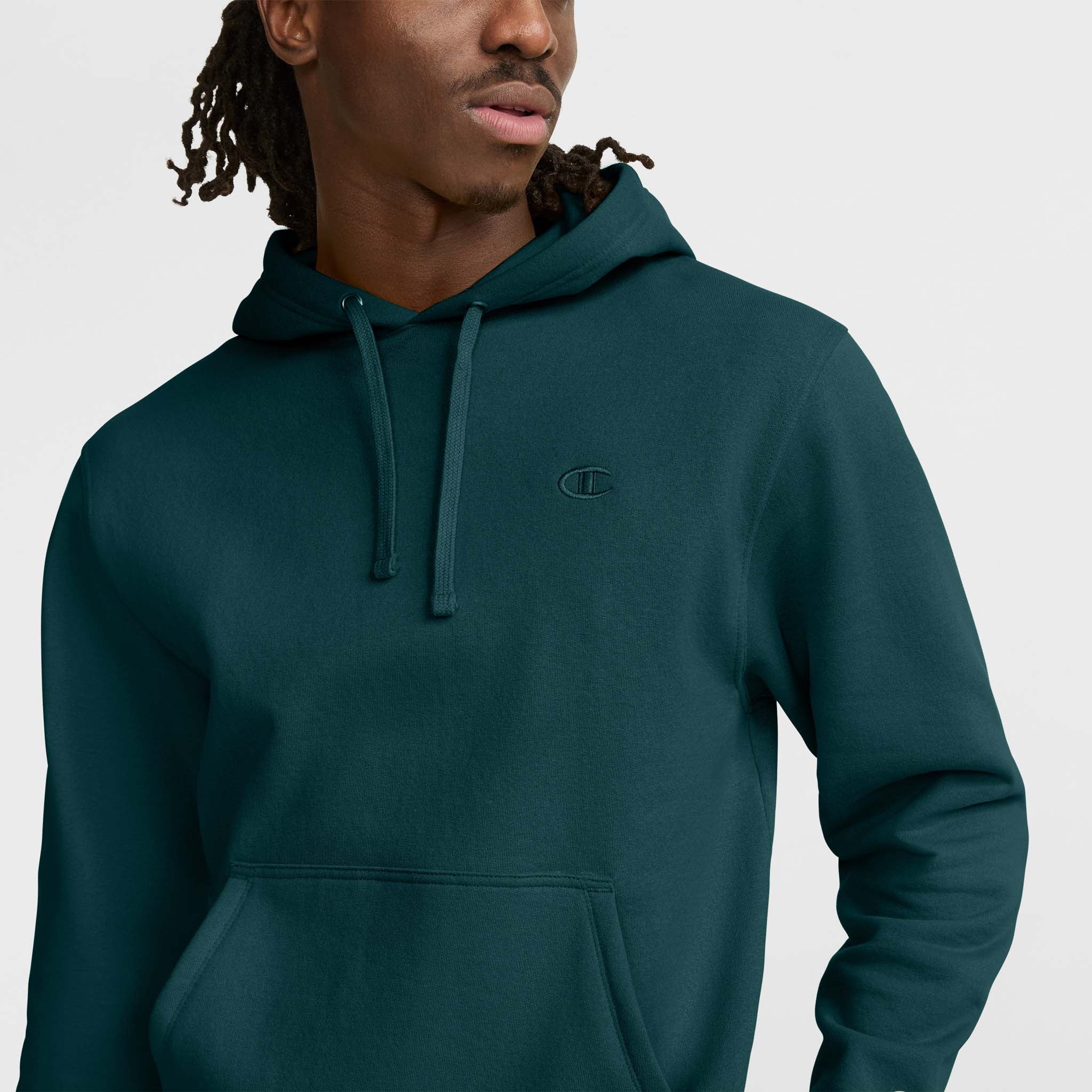 Men's Powerblend Hoodie with C Logo - Comfortable Fleece Sweatshirt