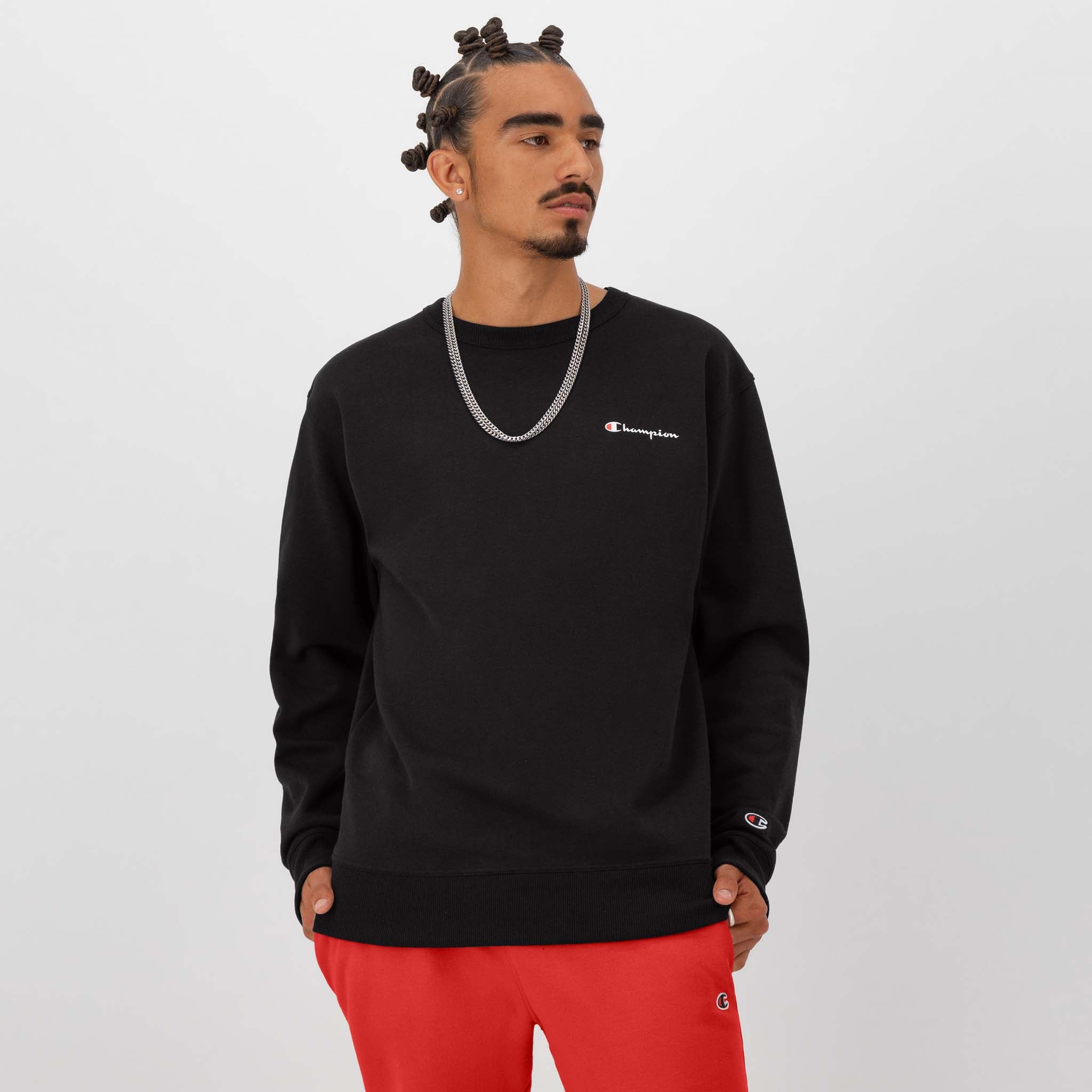 Champion Powerblend Crewneck Sweatshirt with Left Script Logo