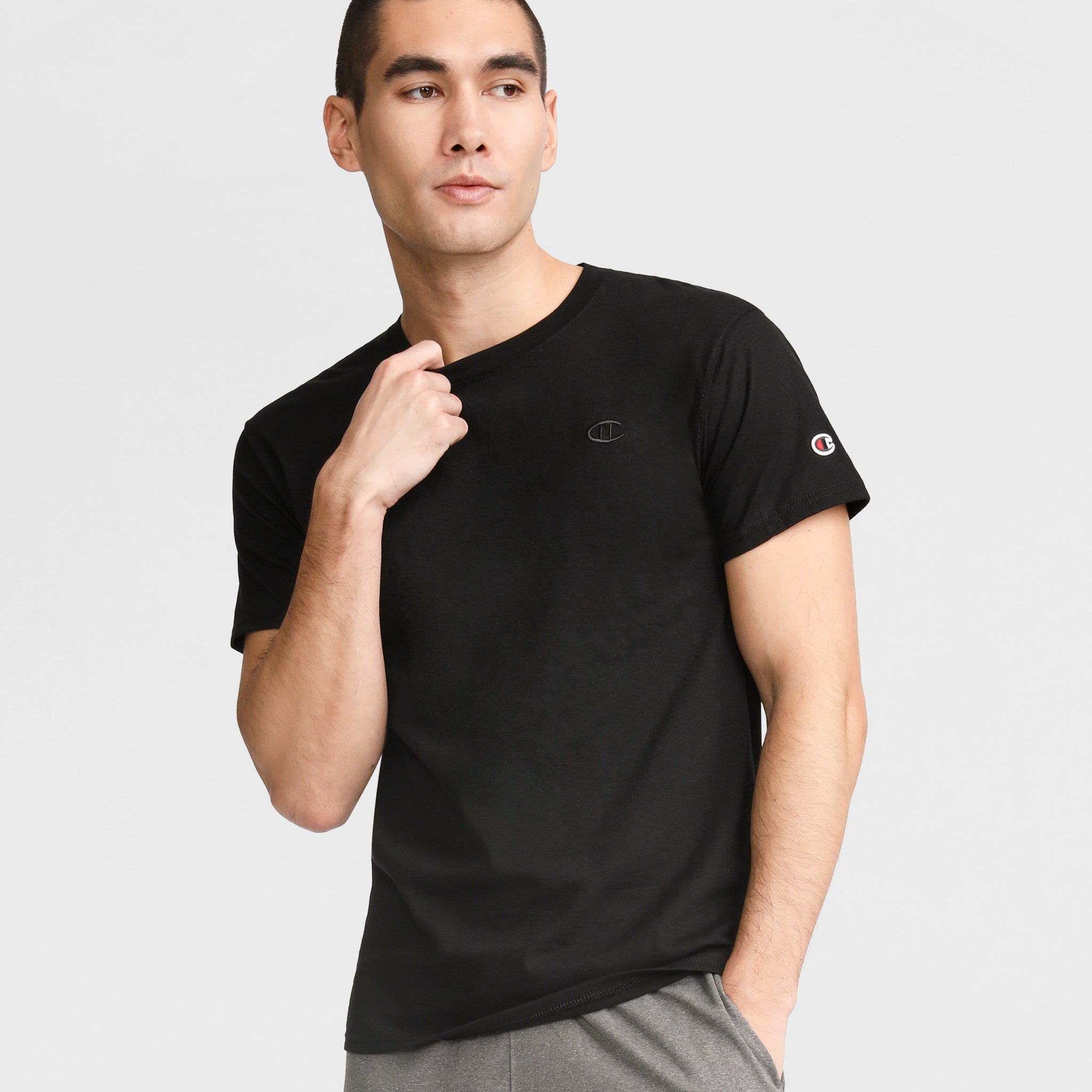 Men's Classic Cotton T-Shirt with Embroidered C Logo