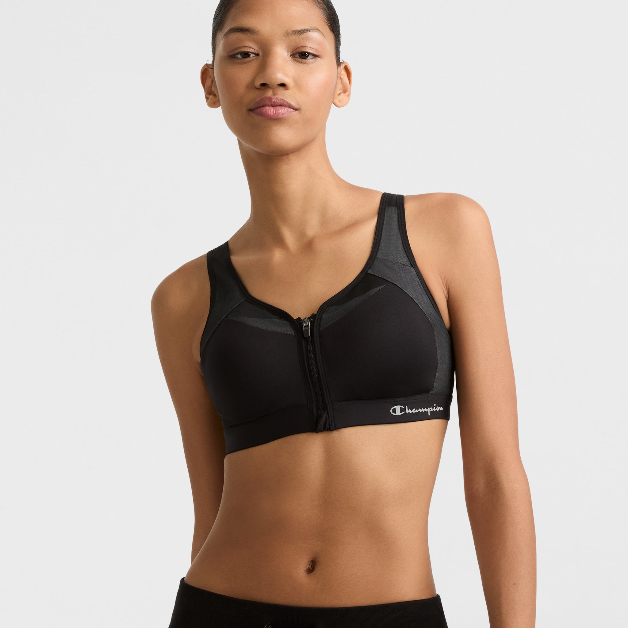 High-Impact Zip Front Sports Bra for Women – Wirefree & Moisture-Wicking