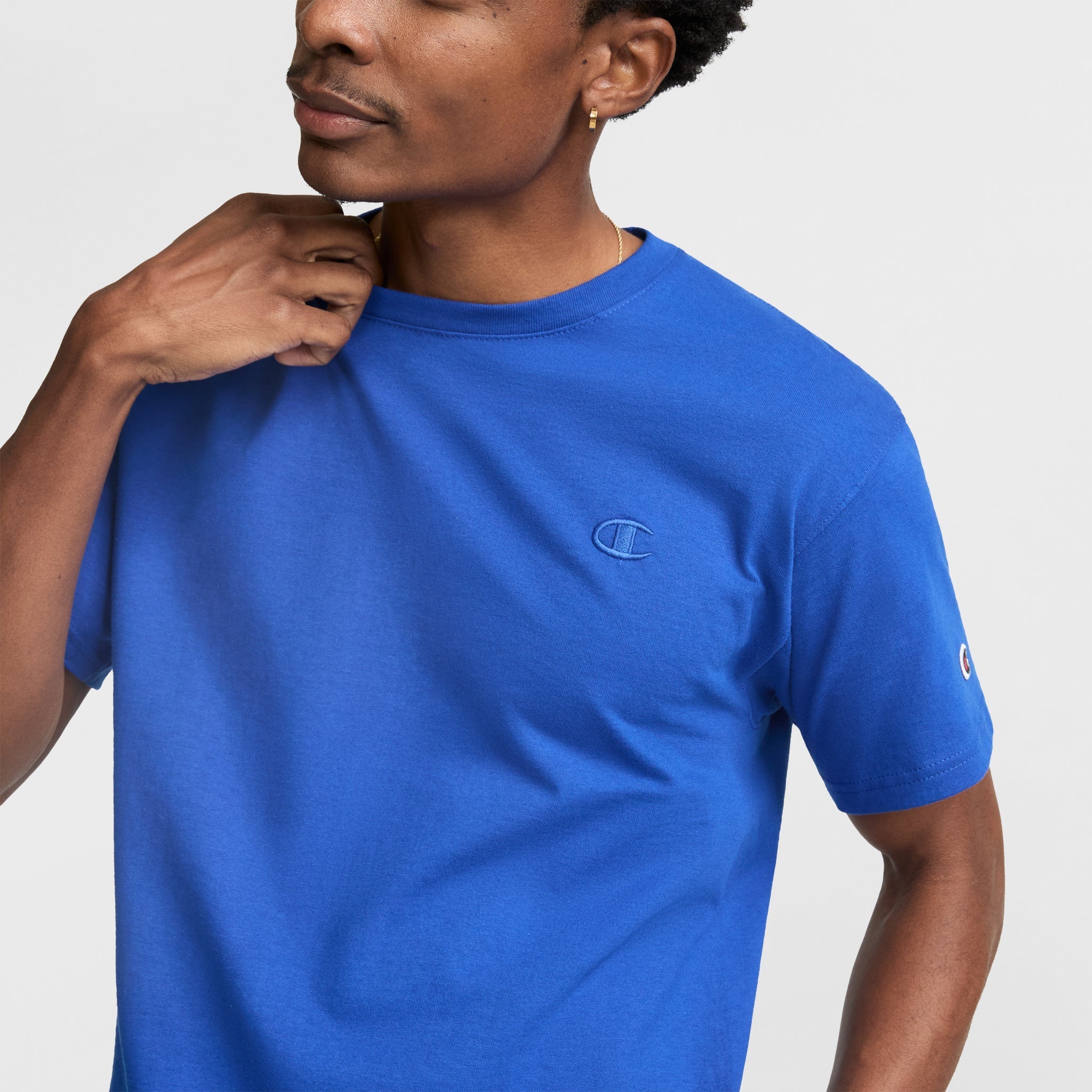 Men's Classic Cotton T-Shirt with Embroidered C Logo