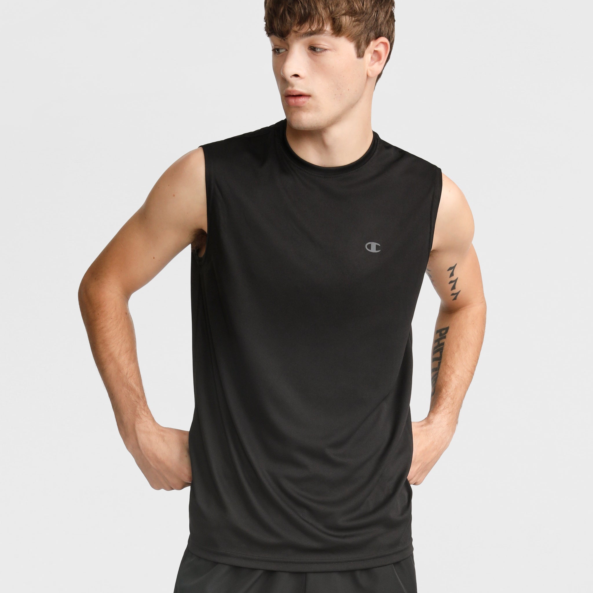Men's Reflective Logo Muscle Tank - Moisture-Wicking Workout Tee