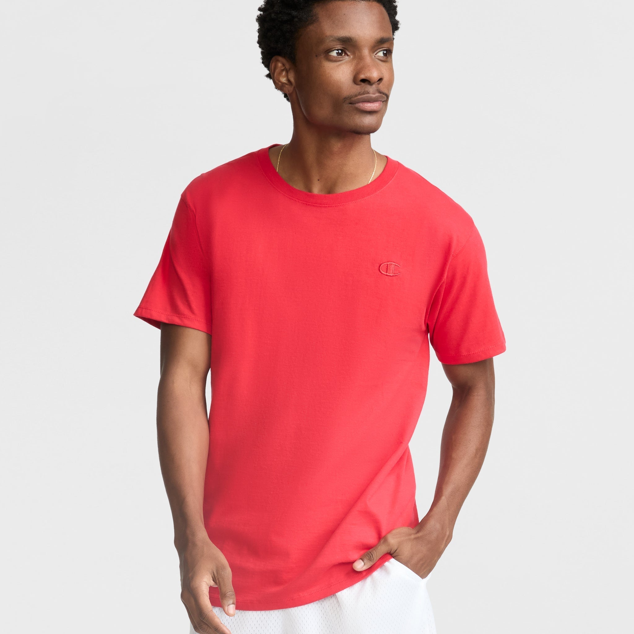 Men's Classic Cotton T-Shirt with Embroidered C Logo