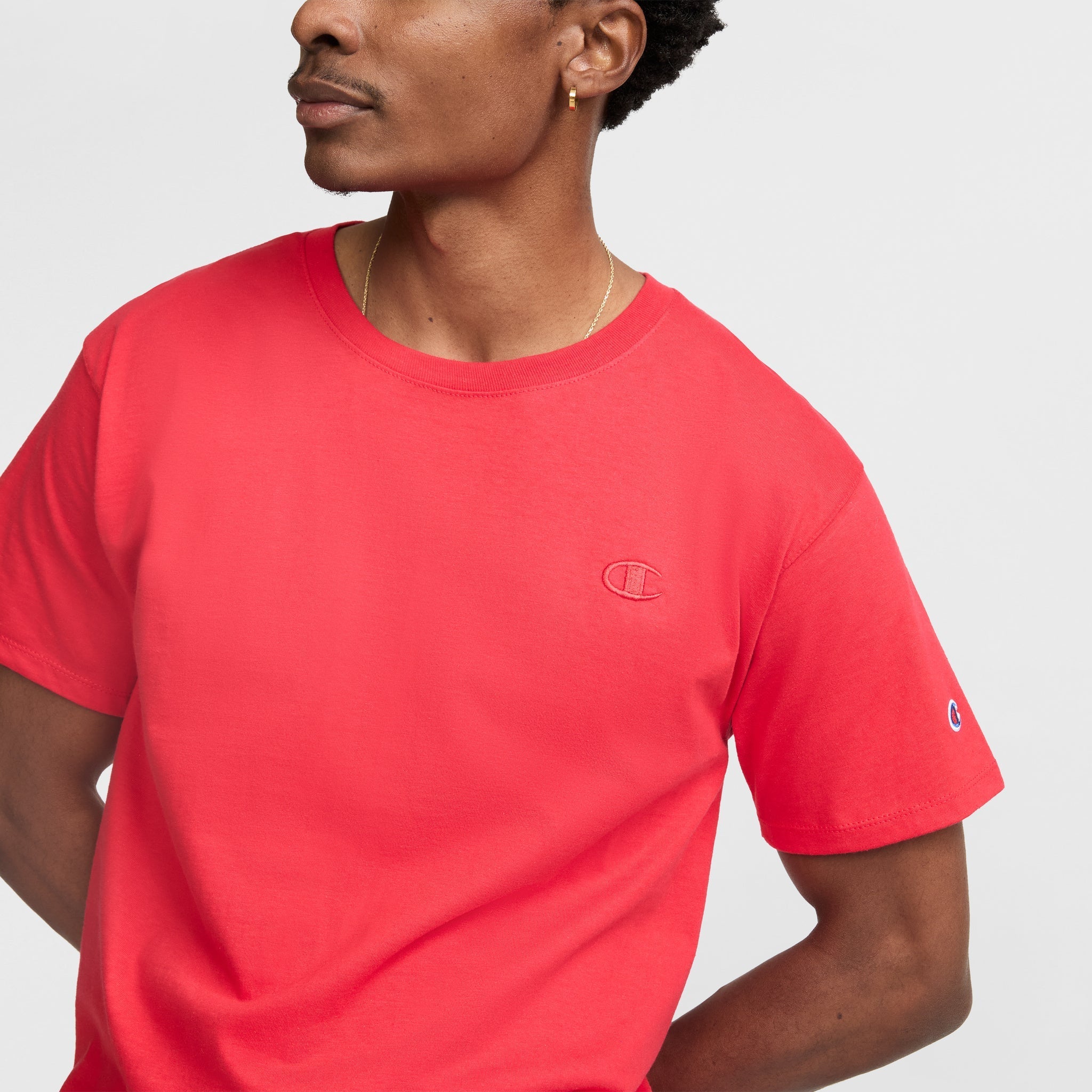 Men's Classic Cotton T-Shirt with Embroidered C Logo