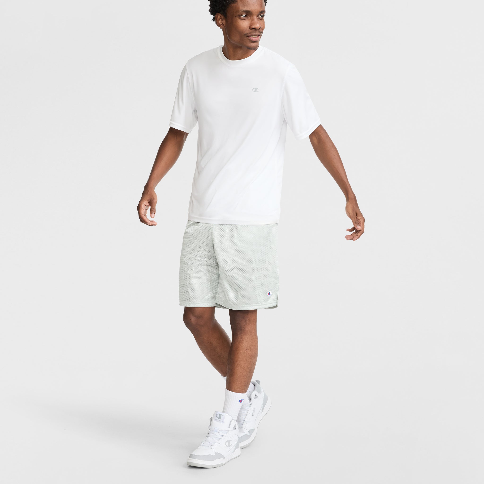 Champion Classic Mesh Shorts with C Logo – 9" Inseam Gym Shorts
