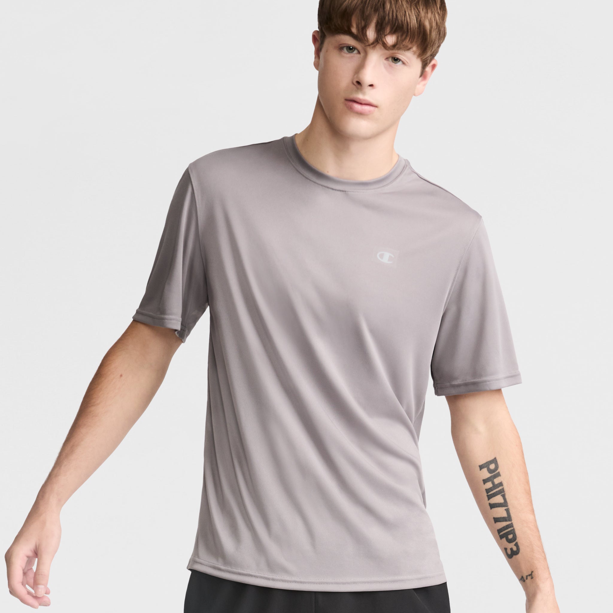 Champion Reflective Logo Men's Sport T-Shirt – Moisture Wicking & Anti-Odor