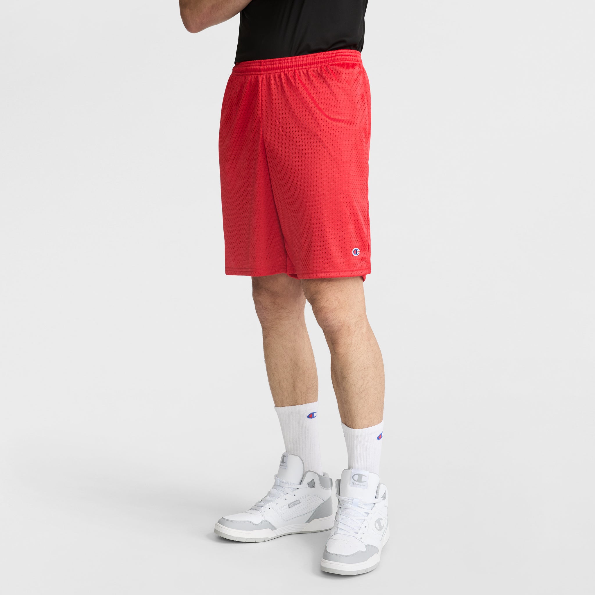 Champion Classic Mesh Shorts with C Logo – 9" Inseam Gym Shorts