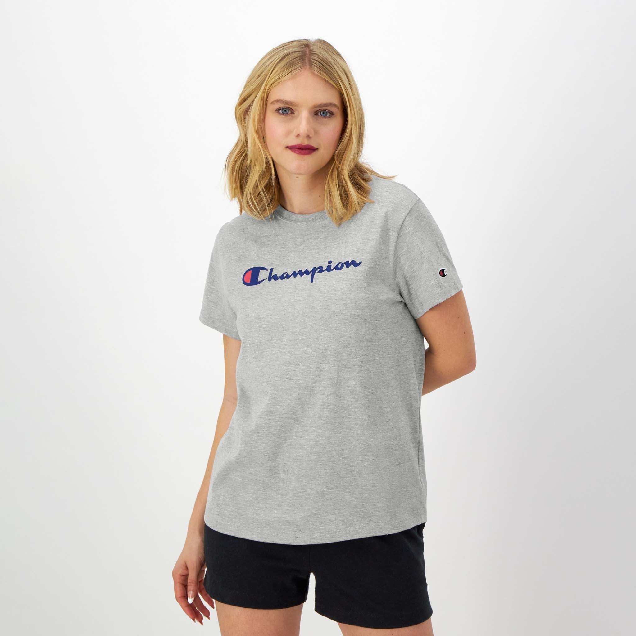 Champion Classic Script Logo Cotton T-Shirt - Retro Fit Crewneck Tee