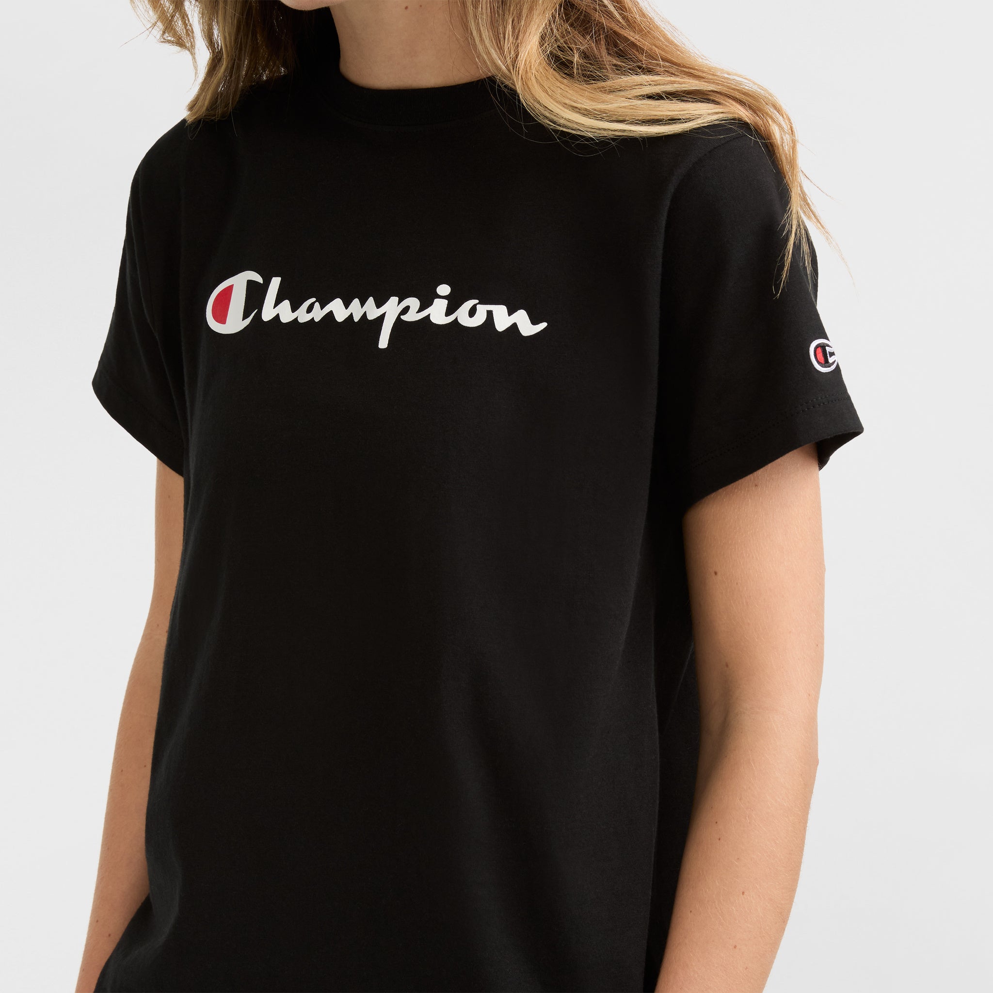 Champion Classic Script Logo Cotton T-Shirt - Retro Fit Crewneck Tee