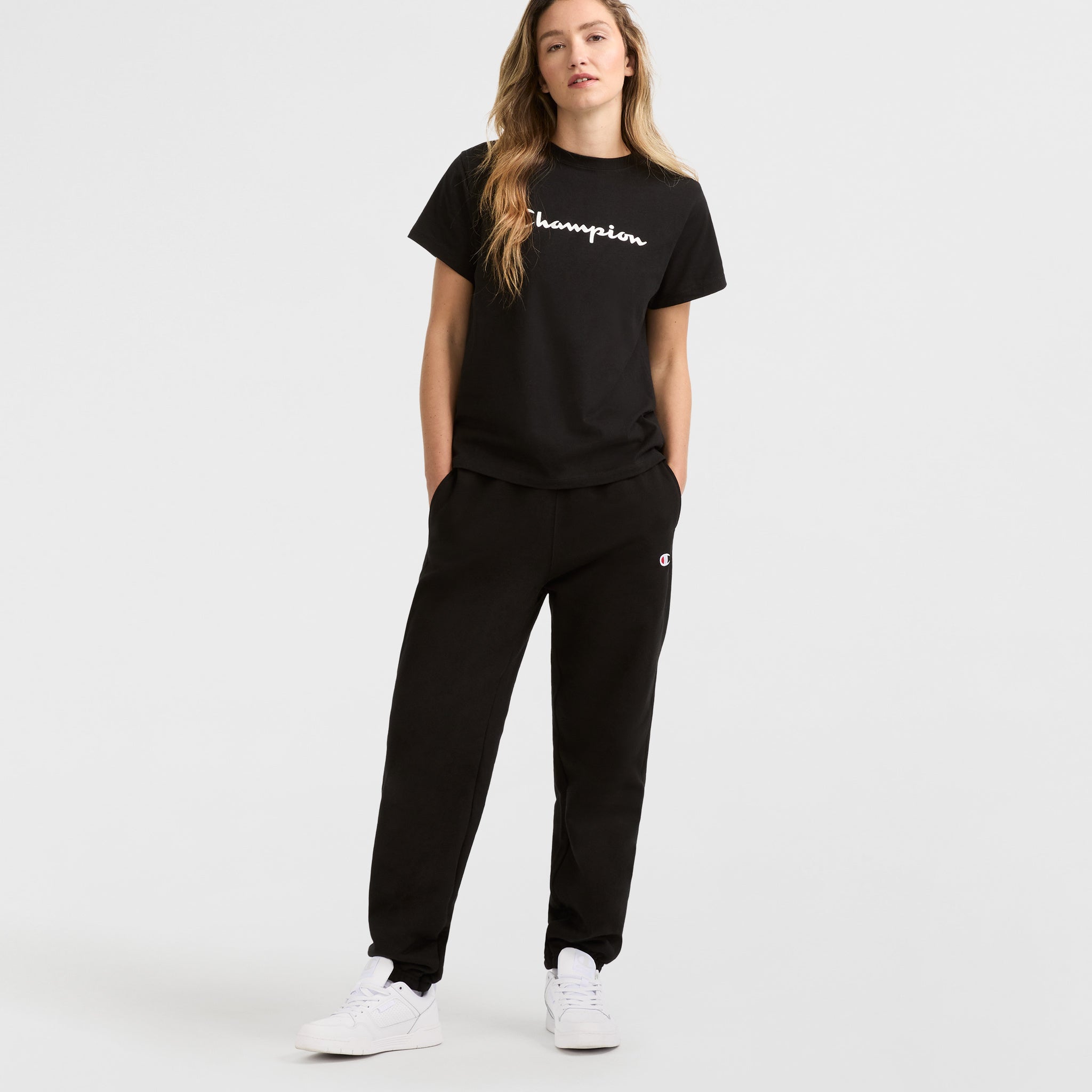 Champion Classic Script Logo Cotton T-Shirt - Retro Fit Crewneck Tee