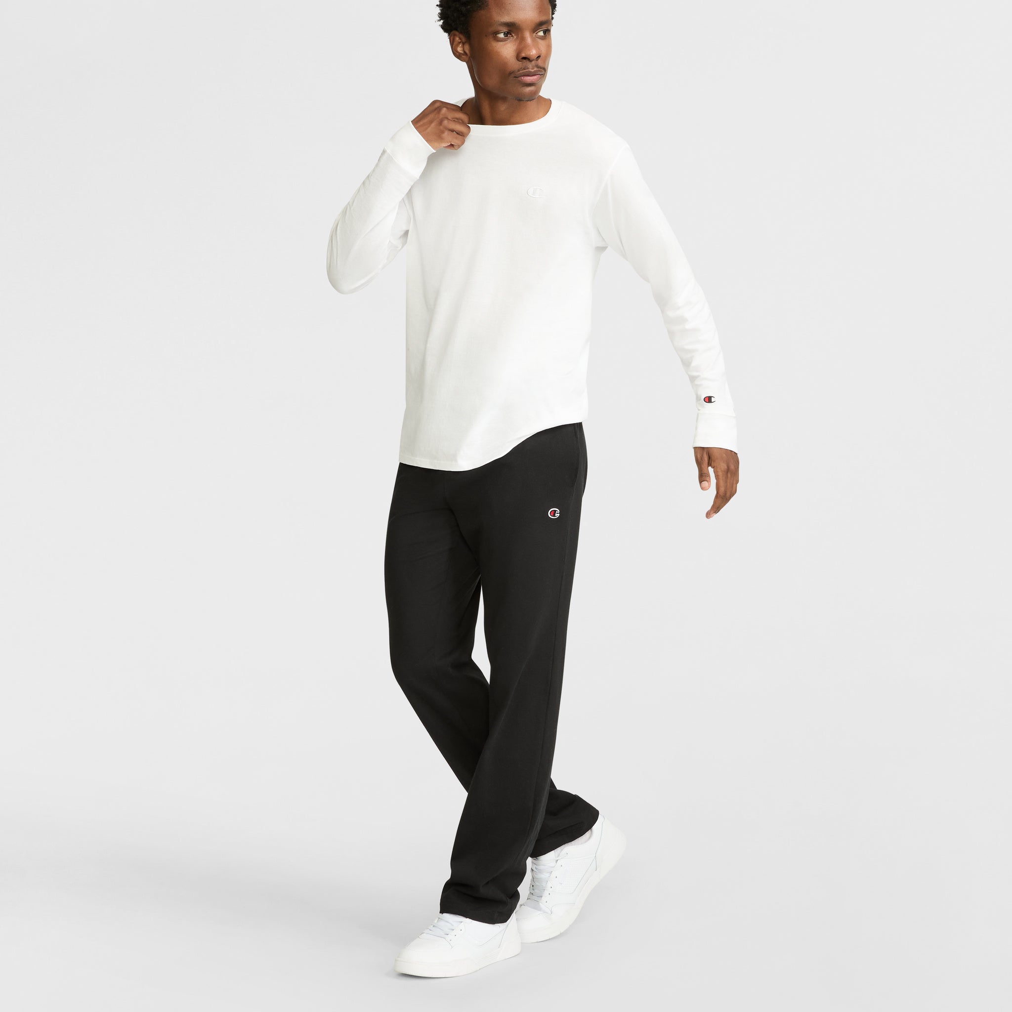 Champion Men's Lightweight Lounge Pants with Open Hem & C Logo