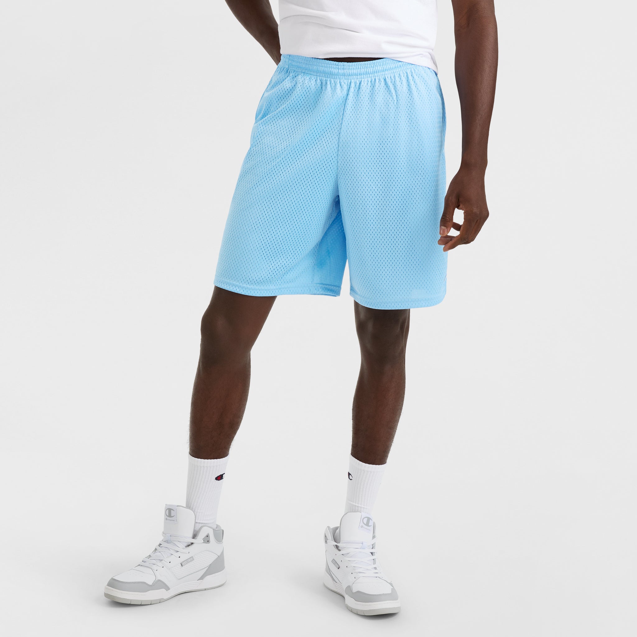 Champion Classic Mesh Shorts with C Logo – 9" Inseam Gym Shorts