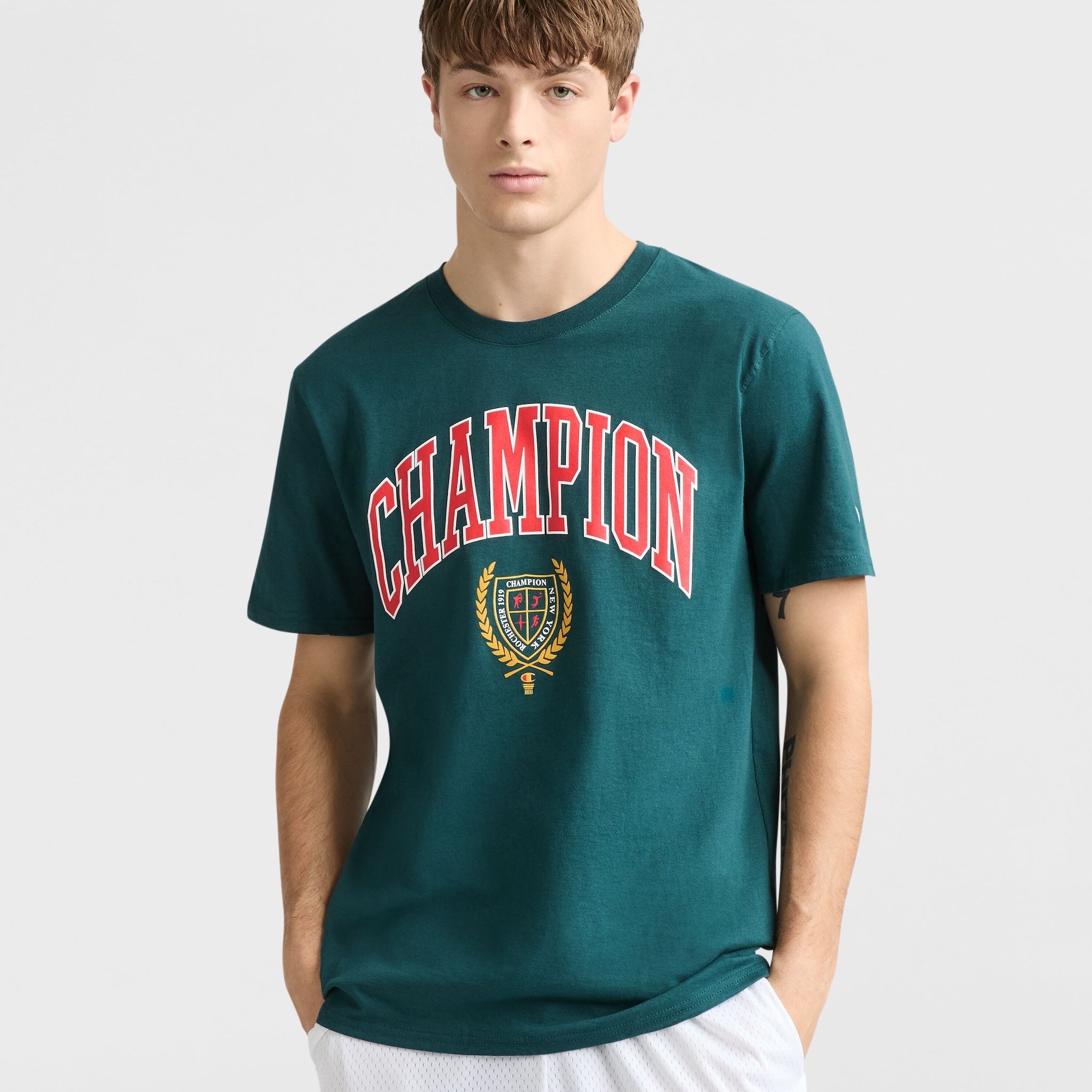Champion Classic Graphic T-Shirt with Block Arch & Seal Design