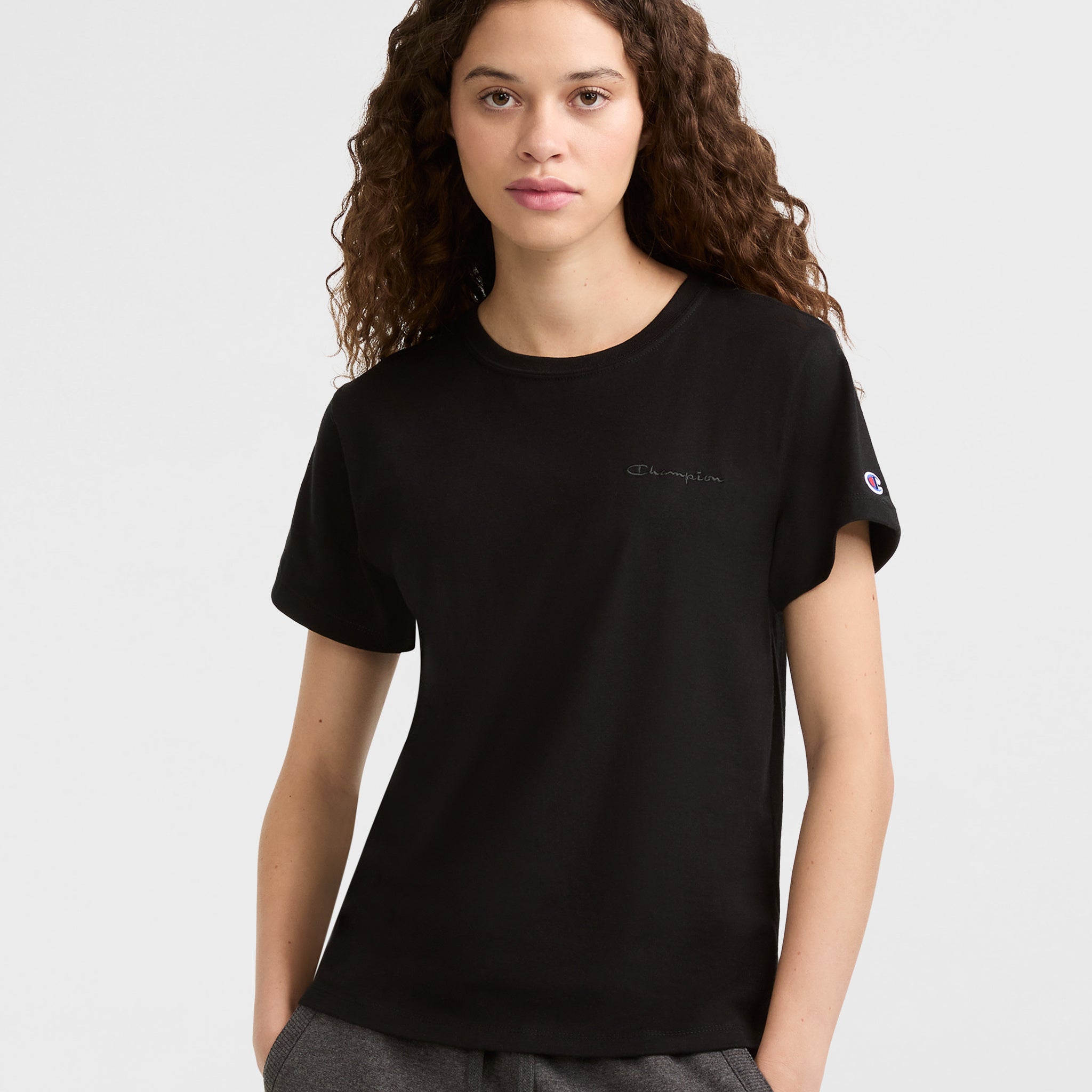 Champion Women's Classic Cotton T-Shirt with Chest Script