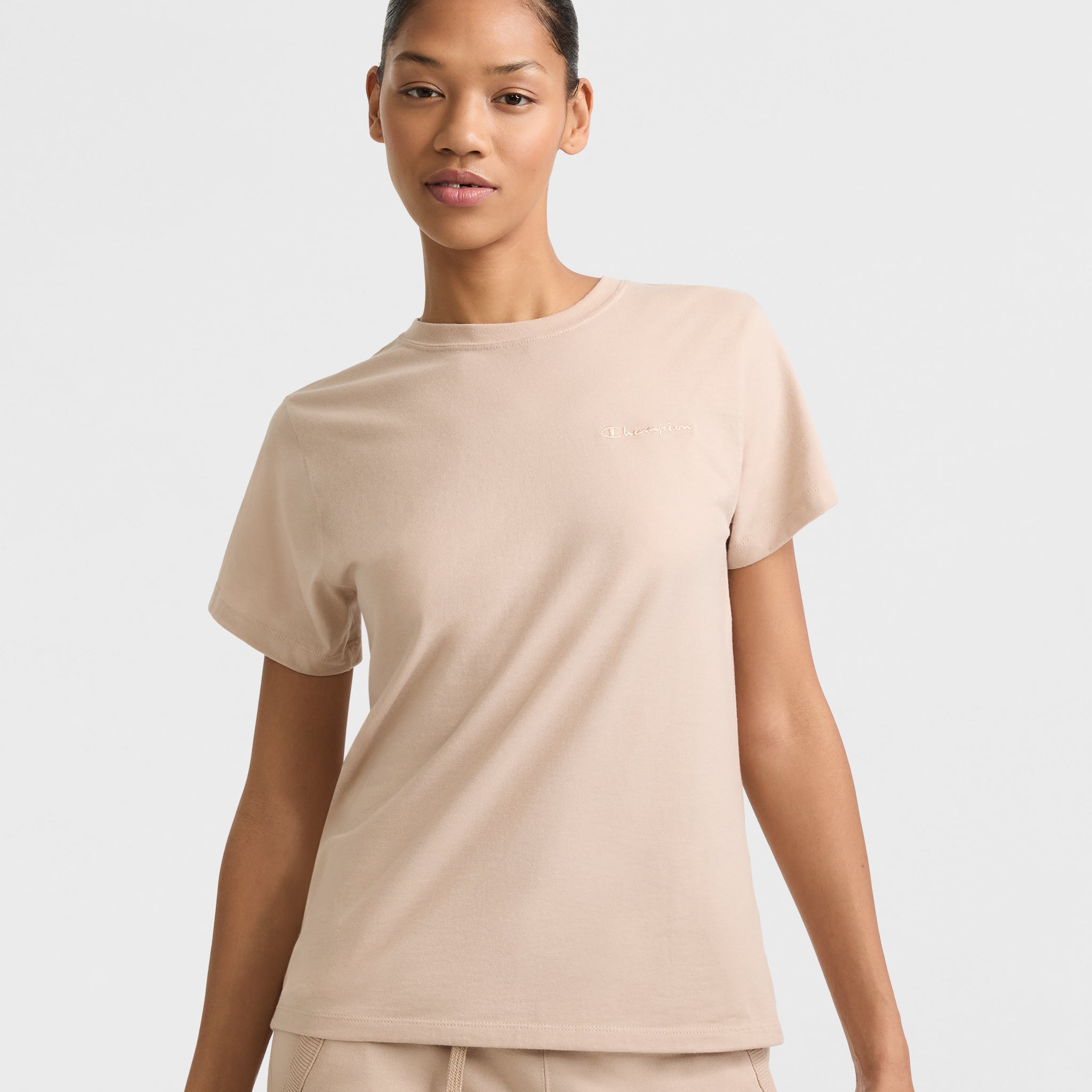 Champion Women's Classic Cotton T-Shirt with Chest Script