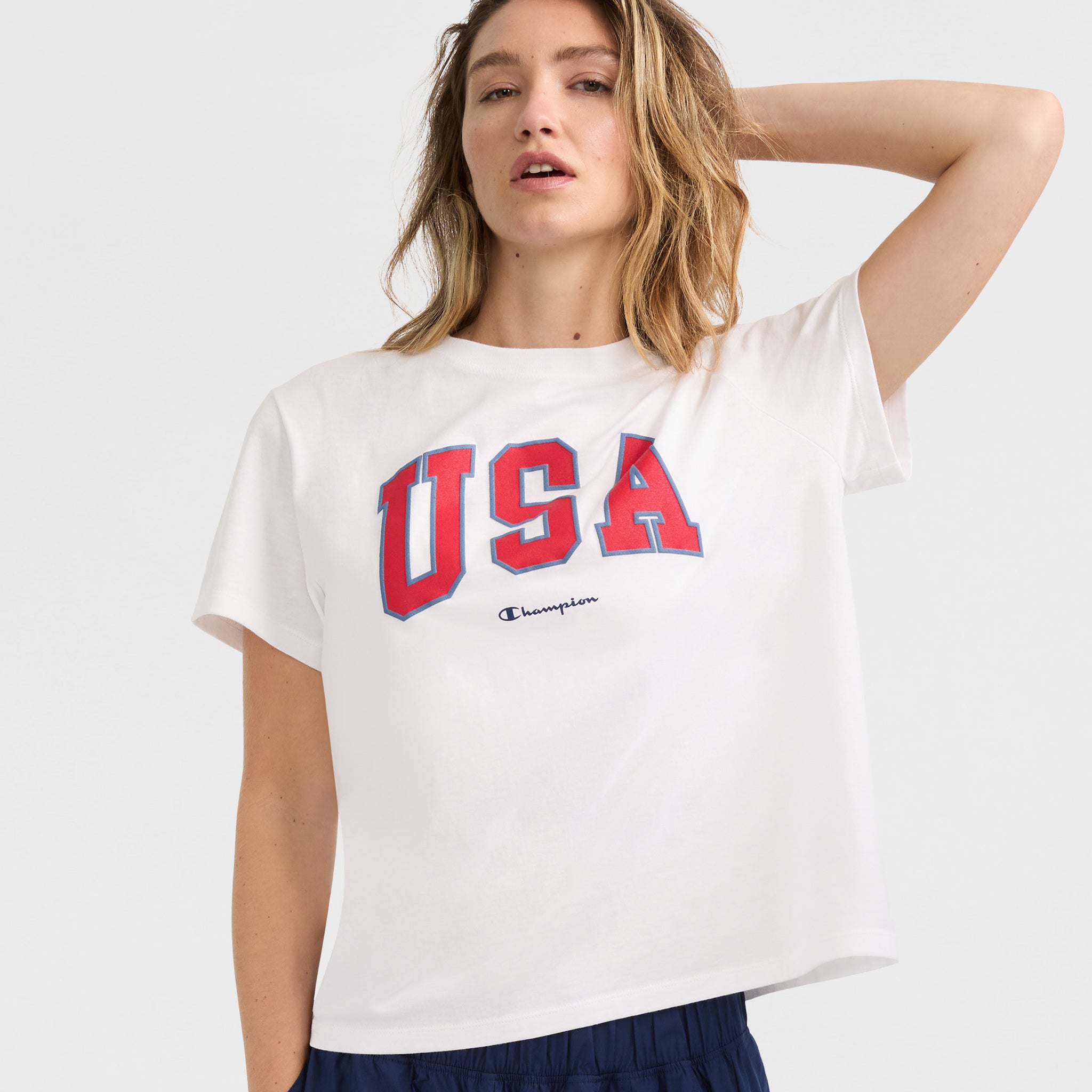 Champion Women's USA Graphic Cotton T-Shirt - Classic Fit