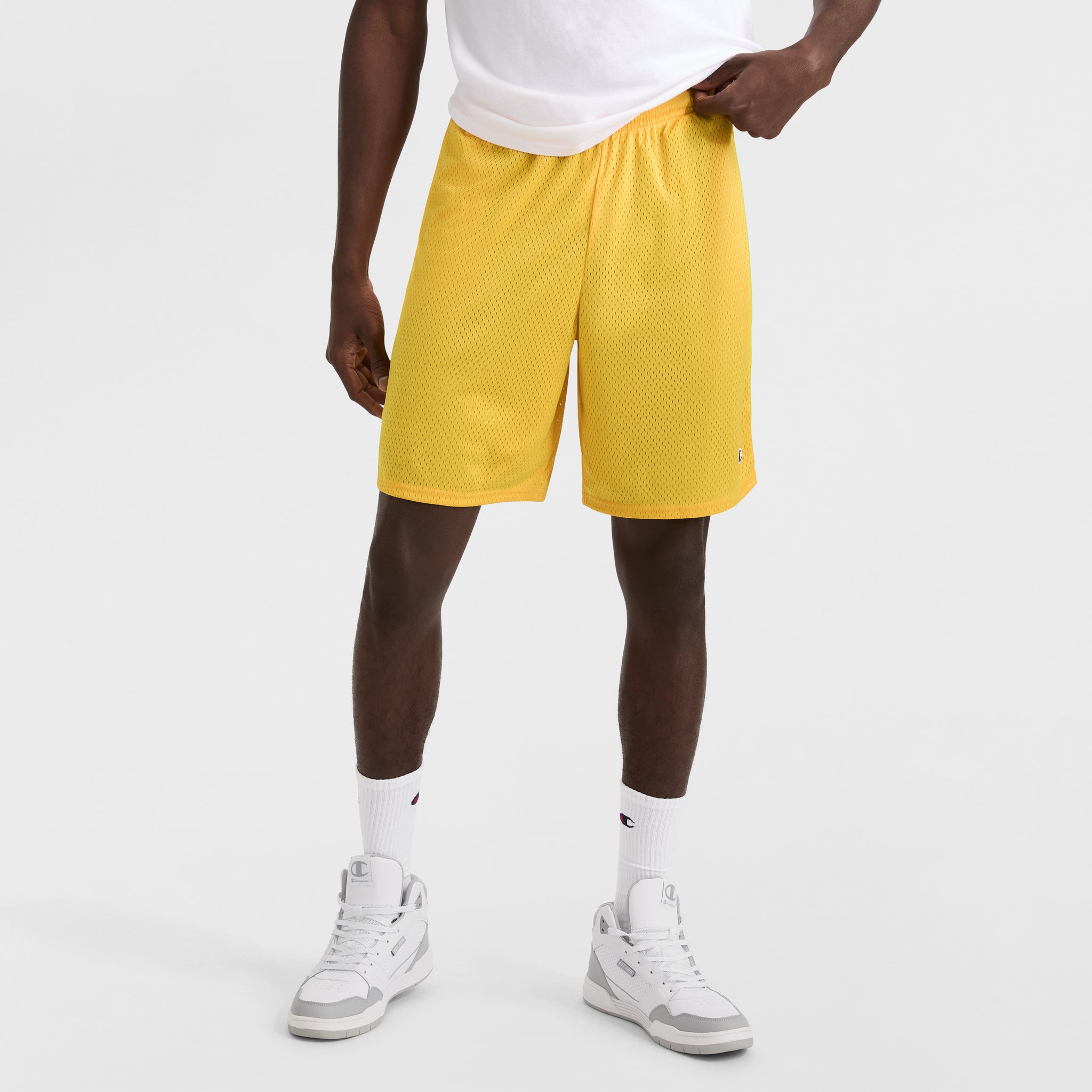 Champion Classic Mesh Shorts with C Logo – 9" Inseam Gym Shorts