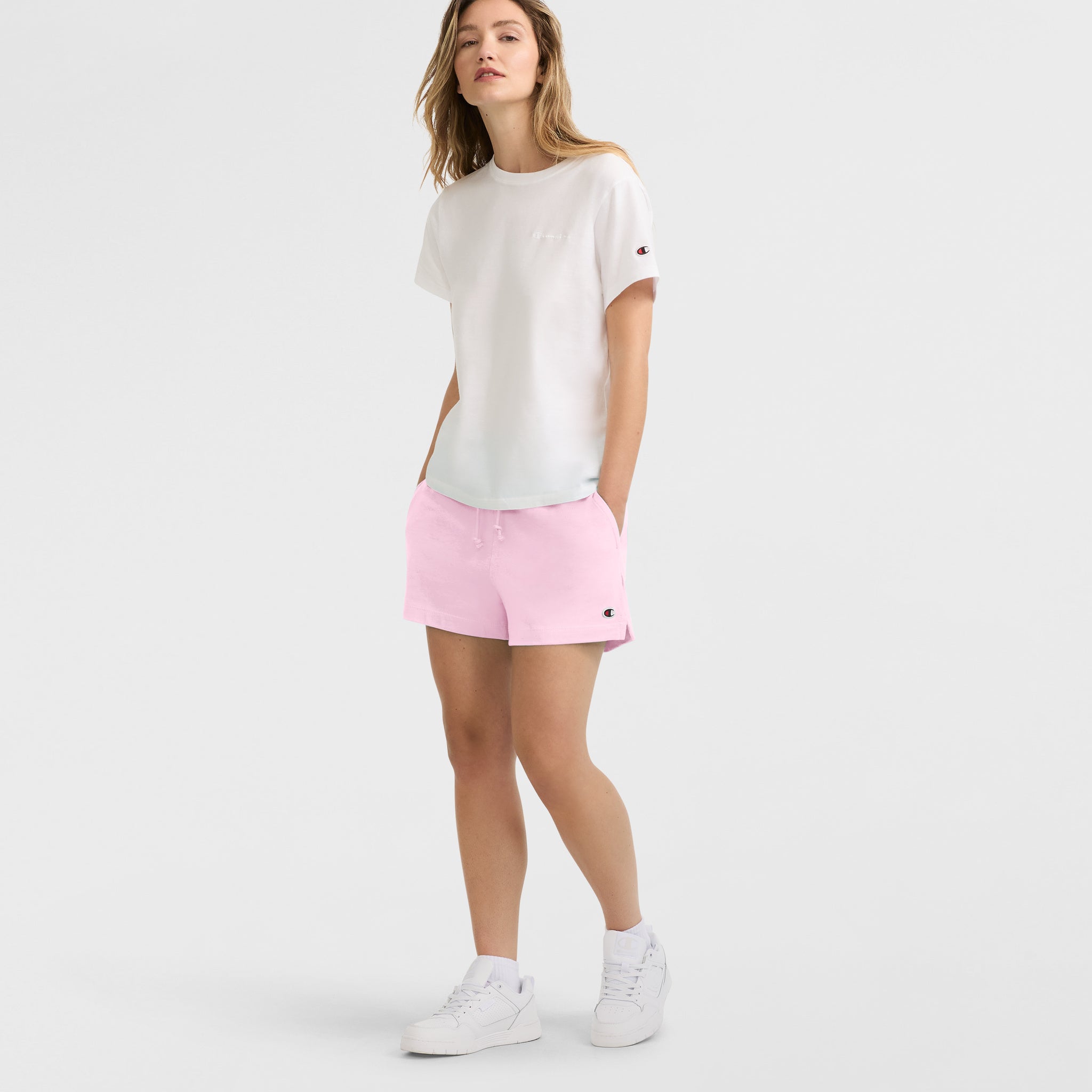 Champion Women's 3" Cotton Blend T-Shirt Shorts with C Logo