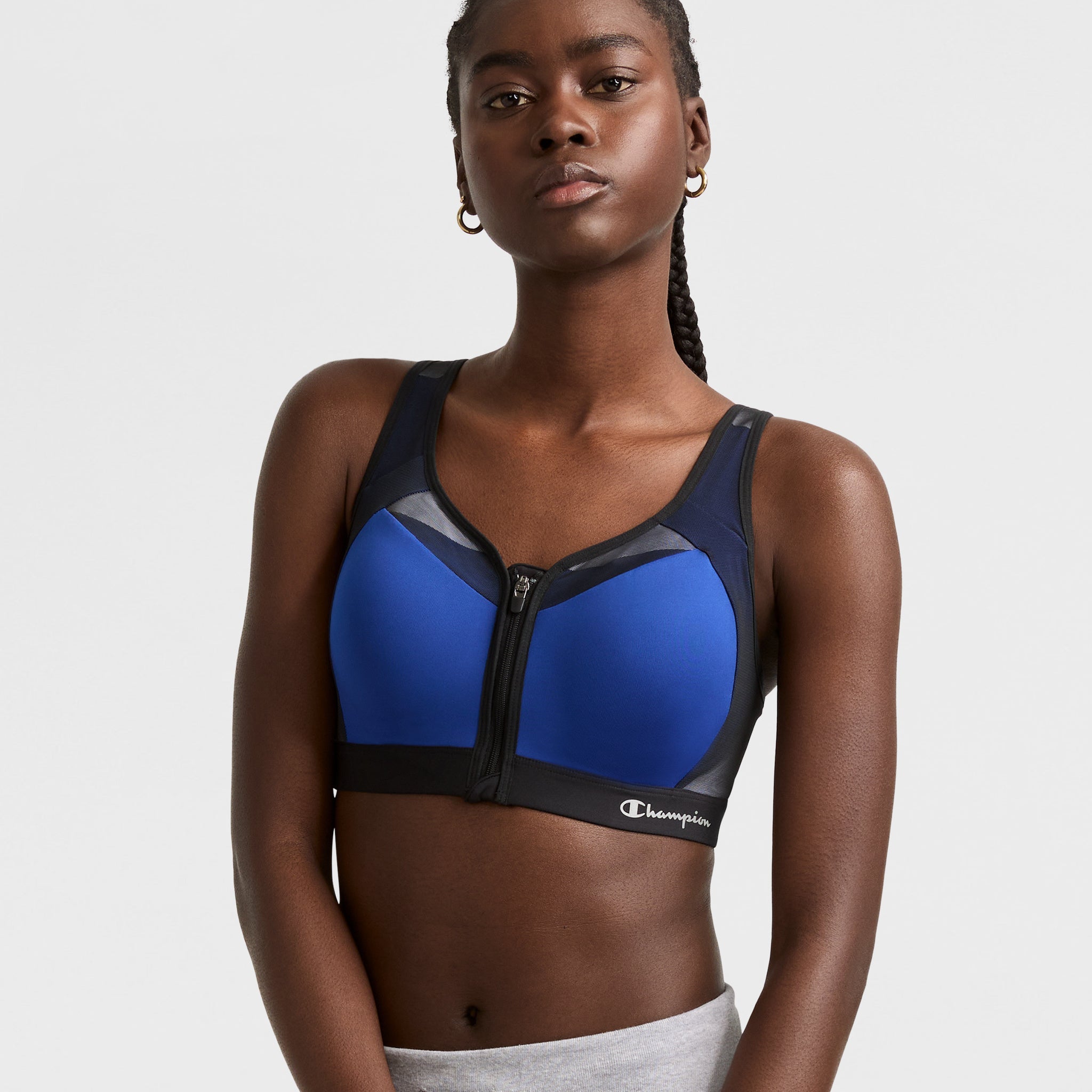 High-Impact Zip Front Sports Bra for Women – Wirefree & Moisture-Wicking