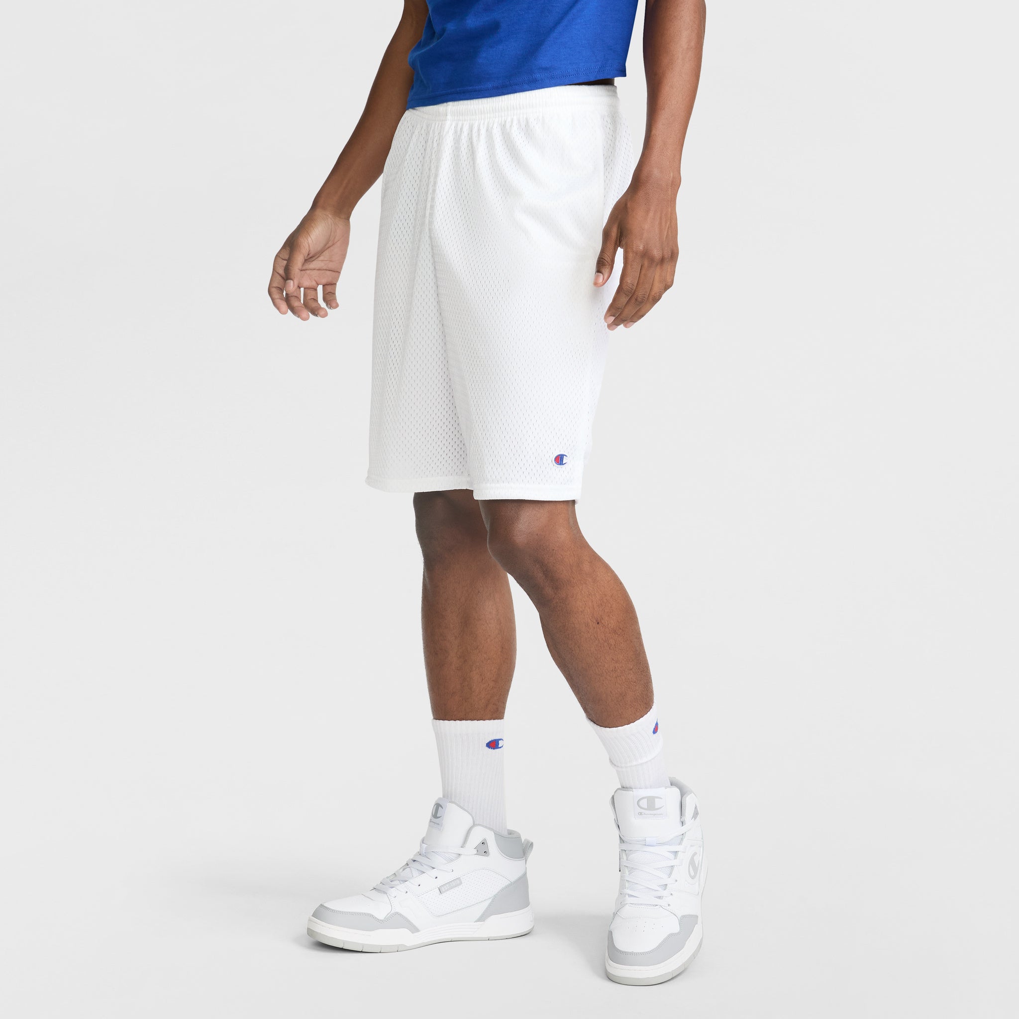 Champion Classic Mesh Shorts with C Logo – 9" Inseam Gym Shorts