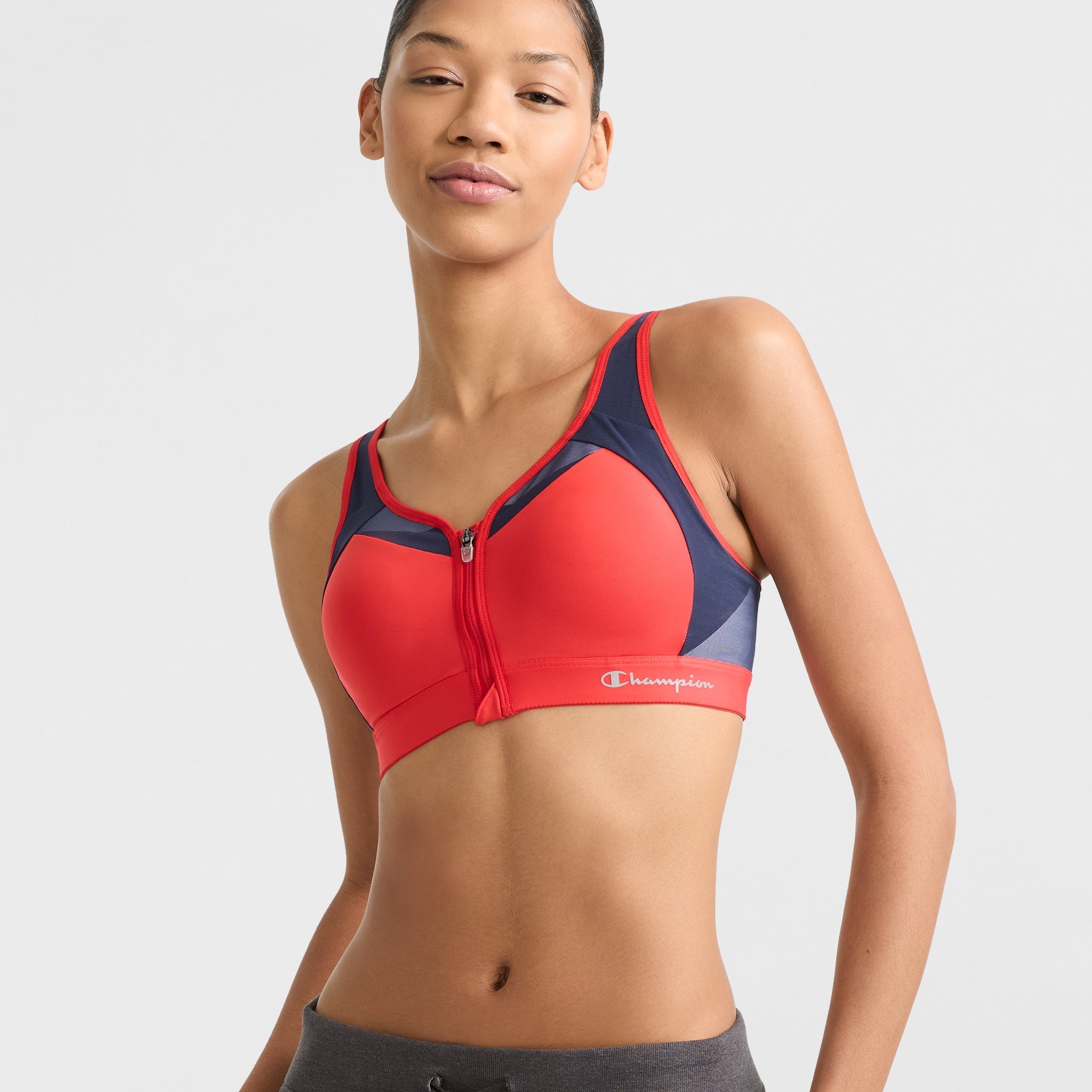 High-Impact Zip Front Sports Bra for Women – Wirefree & Moisture-Wicking