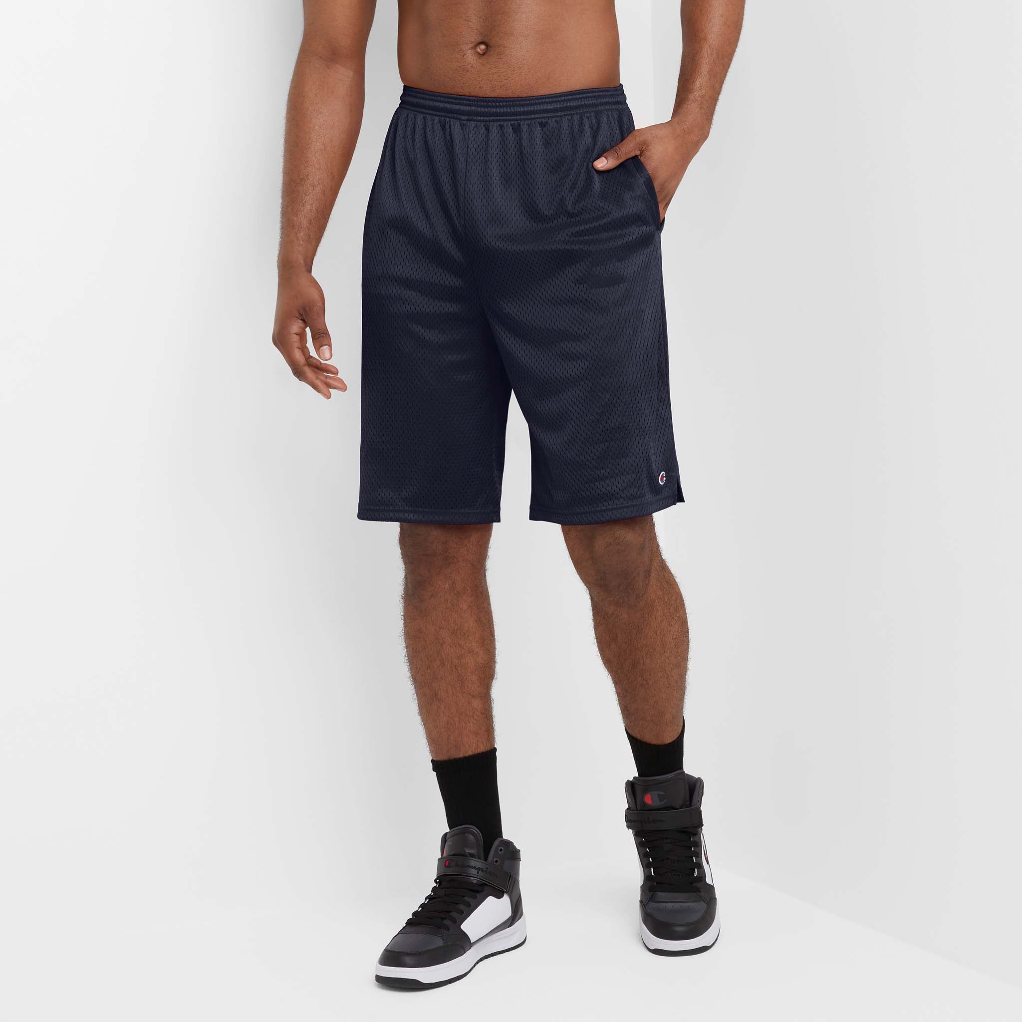 Champion Big & Tall Mesh Gym Shorts with C Logo & Side Pockets